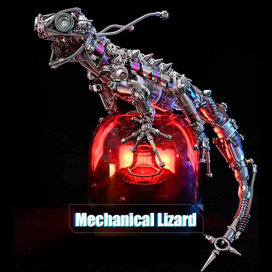 Puzzle 3D in metallo per adulti, stile steampunk, meccanico, articolato, lucertola bionica, kit fai da te, con sistema di bio-luce, decorazione creativa e regalo per adulti (1000 pezzi)