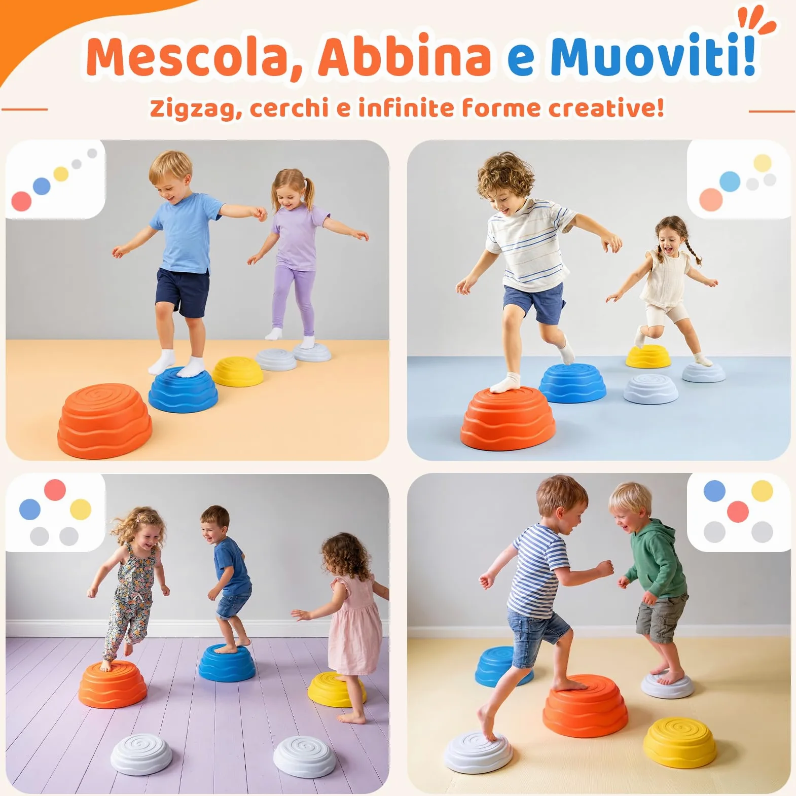 Rtomy Stapelstein, Pietre Equilibrio Bambini, Stepping Stones Giochi da Esterno e Interno, Antiscivolo e Silenzioso, Favorise Equilibrio e Coordinazione, Regalo Bambini 3 4 5 6 Anni