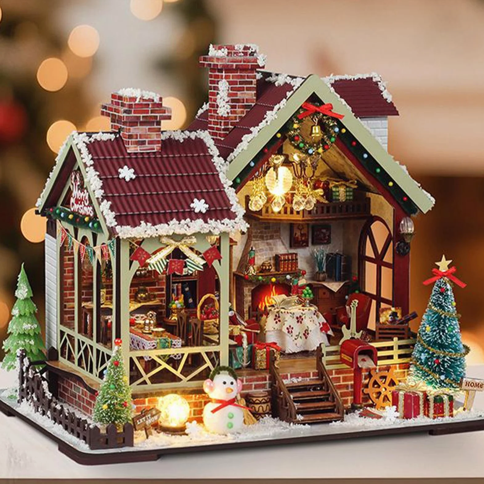 Casa in miniatura – Set di modelli creativi tridimensionali in legno fatti | a mano, scena di assemblaggio interna dettagliata, struttura ricreativa realizzata con precisione, progetto costruttivo