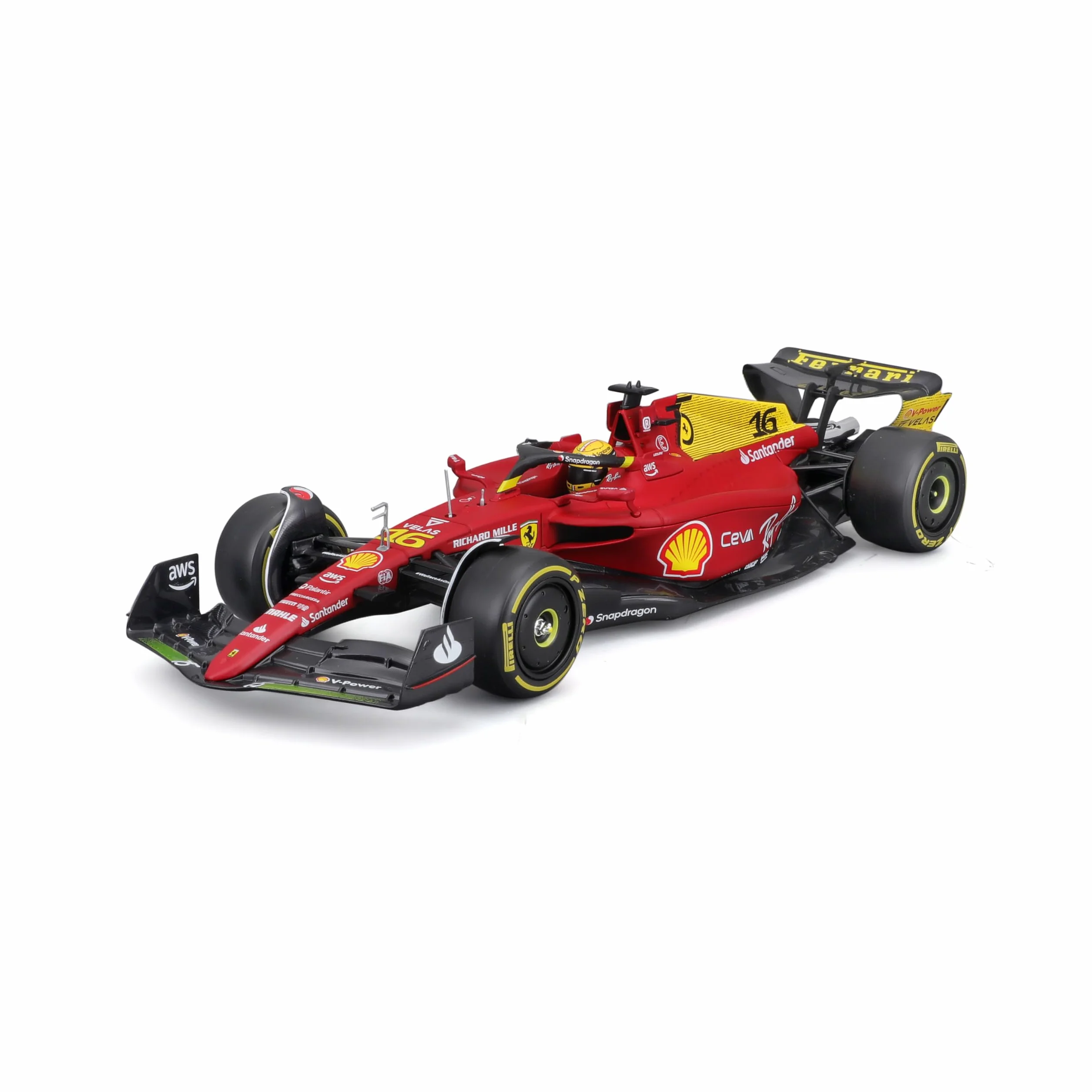 Bburago Formula 1 Ferrari F1-75 Leclerc Monza 1:24 Scale Die-Cast Collectible Race Car - 75th Livery