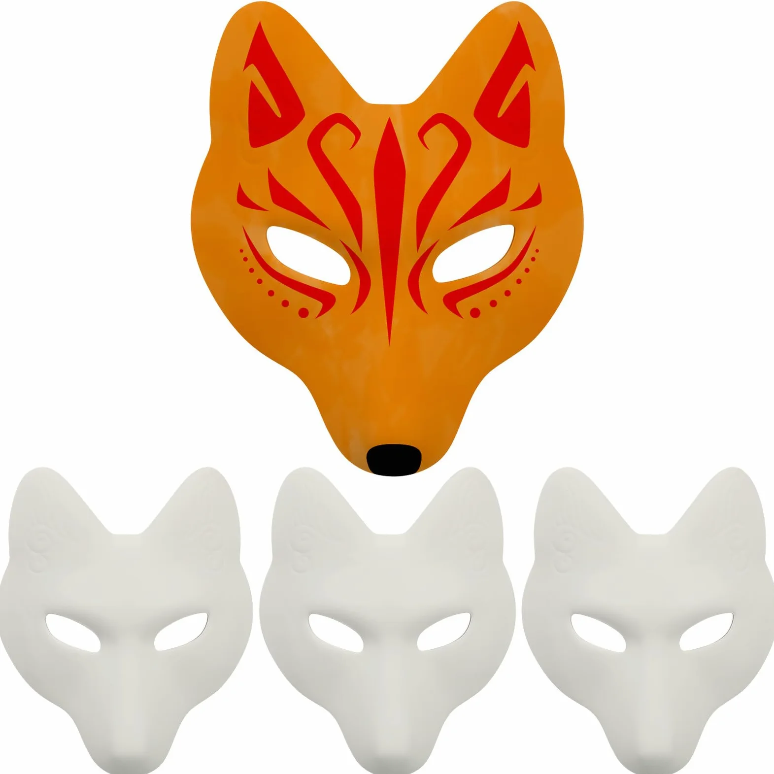 minkissy 4 Maschere Volpe Bianche per Masquerade Party DIY in PU Leggero e Sicuro per Feste Tema e