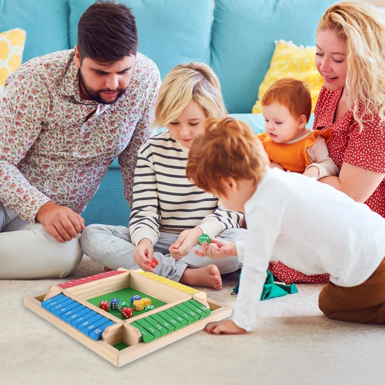 Shut the Box in Legno 2-4 Giocatori - Gioco da Tavolo Con 8 Dadi per Matematica - Set Completo per Bambini, Adulti, Famiglia o Bar