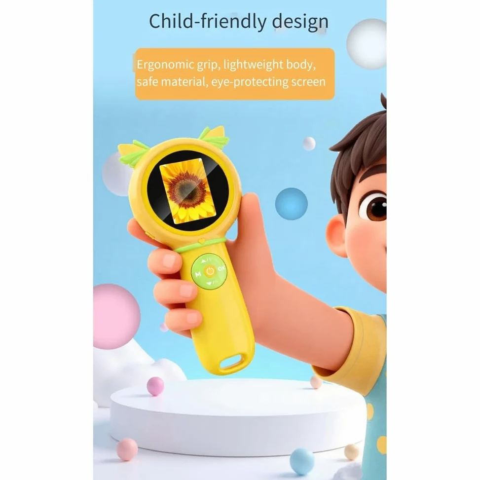 Microscopio Ottico per Bambini 1000X con Funzione Foto e Video, Mondo Microscopico, Giocattolo Educativo Scientifico per Bambini.