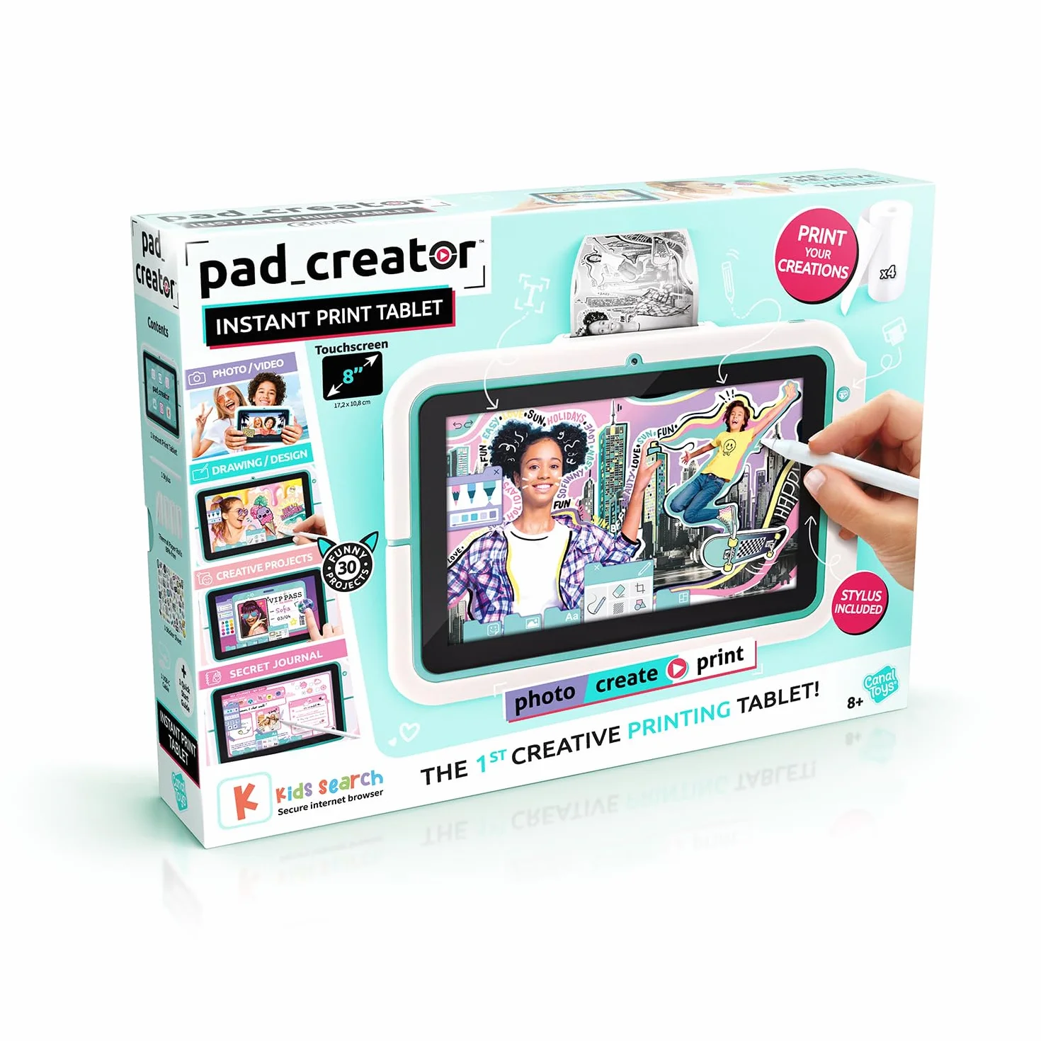 Canal Toys - Pad Creator - Il Tablet Creativo con Stampa Istantanea - Regalo Bambina 8 Anni - 6 Funzionalità - Fotocamera, Video, Diario Segreto - Giocattolo Elettronico Creativo per Bambini - CLK 023