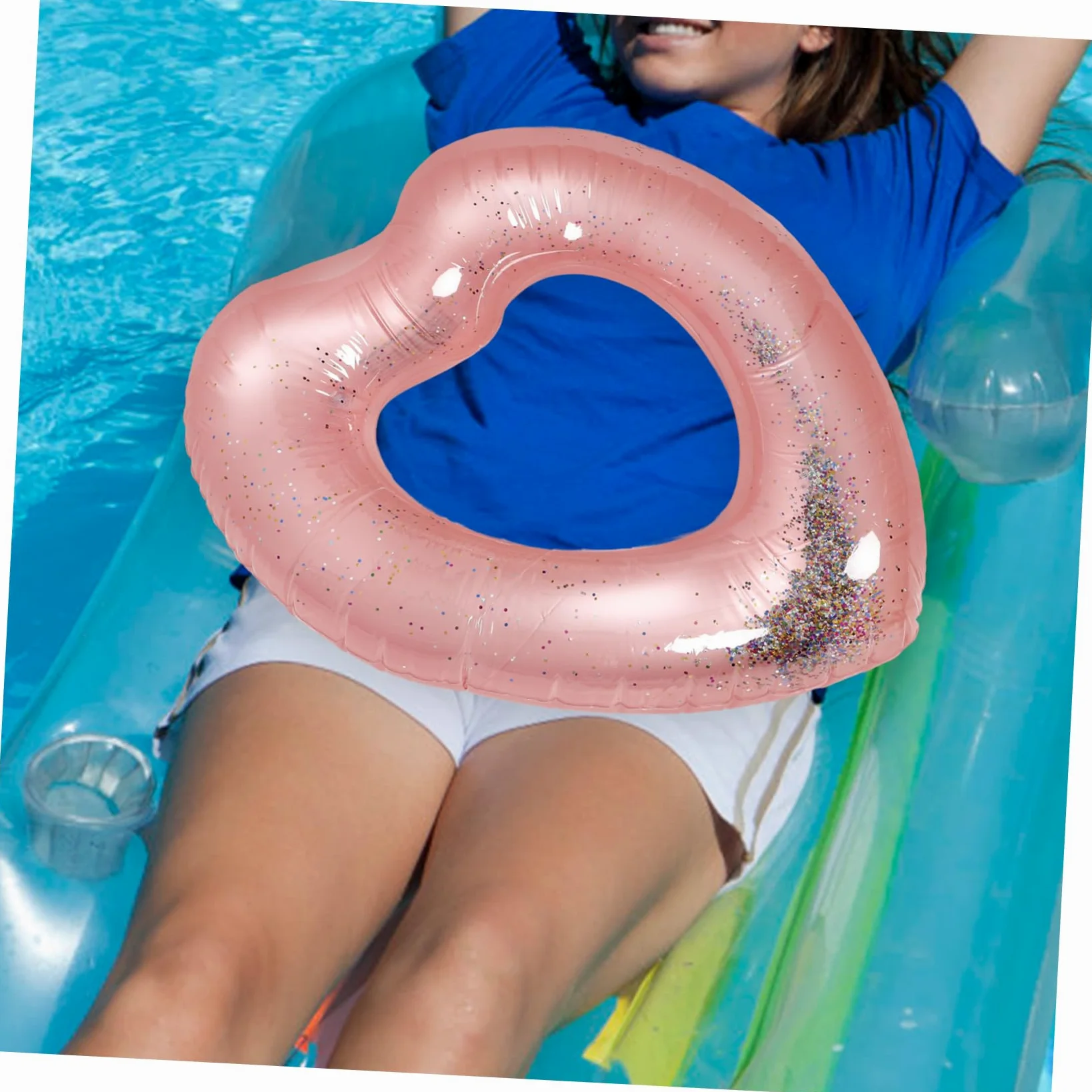 TOYANDONA Salvagente a Forma Di Cuore Galleggia Zattera Piscina Per Piscina Anelli Da Piscina Gonfiabili Piscina Gonfiabile Per Giocattolo Da Piscina Estivo Pvc Bianca