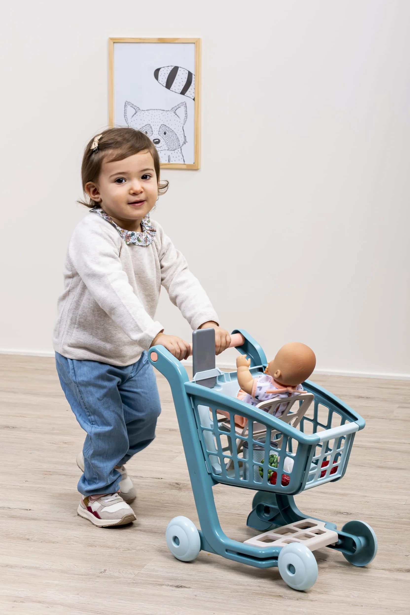 Ecoiffier - Carrello per la Spesa con Bambola, Set Gioco di Ruolo con Passeggino Carrello e Bambola Inclusa, Gioco di Imitazione e Cura, +18 Mesi, 7900001658