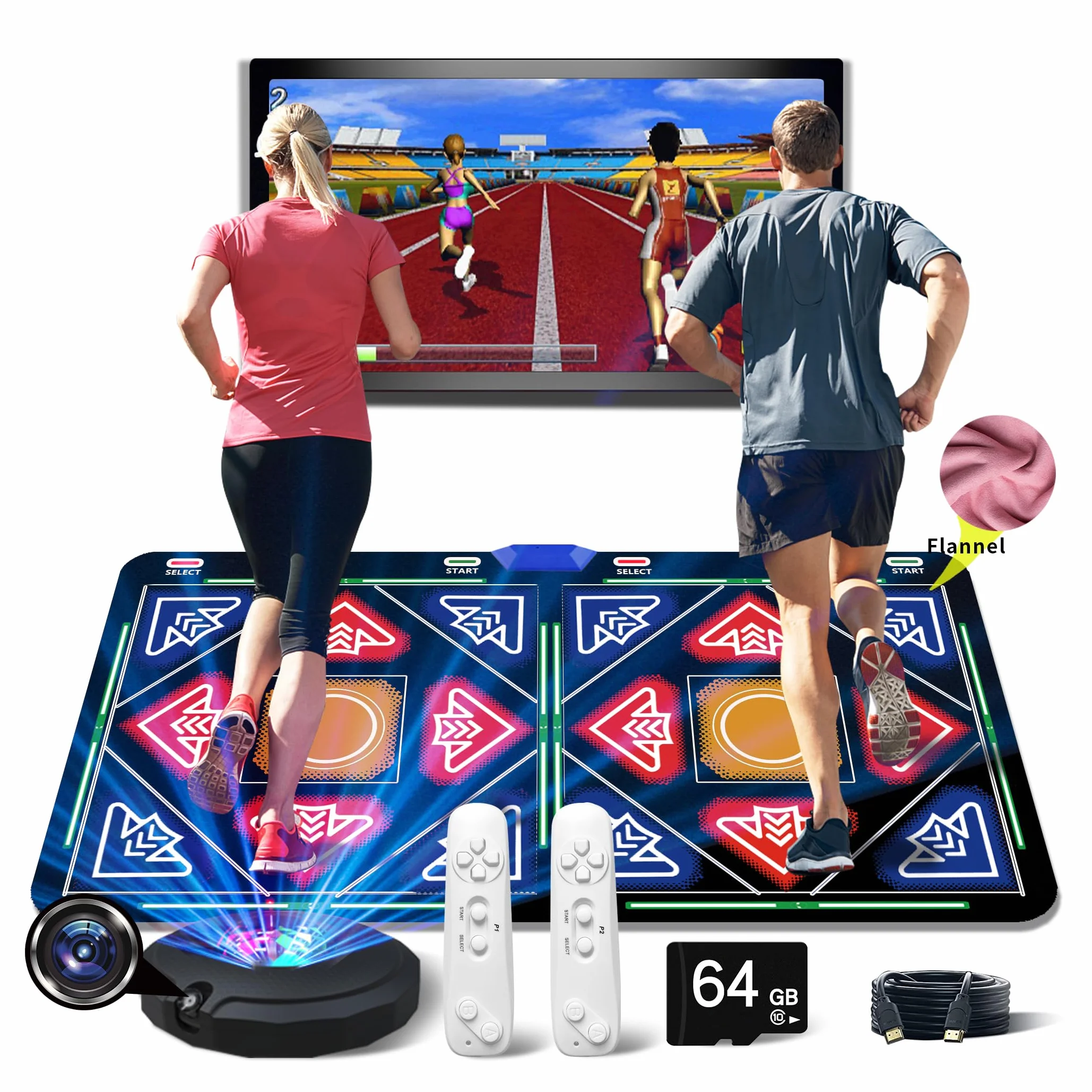 Tappetino da ballo elettronico con fotocamera, 64 GB, 1030 giochi, 650 canzoni, compatibile TV