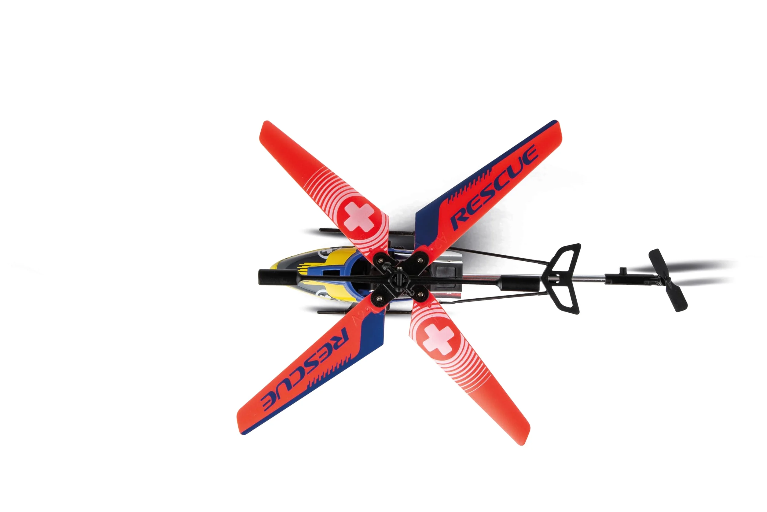 Carrera RC Rescue One Elicottero radiocomandato da 2,4 GHz, elicottero RC con scafo in alluminio, sistema giroscopico e assistente in altezza, luce LED, funzione di avvio e atterraggio automatico