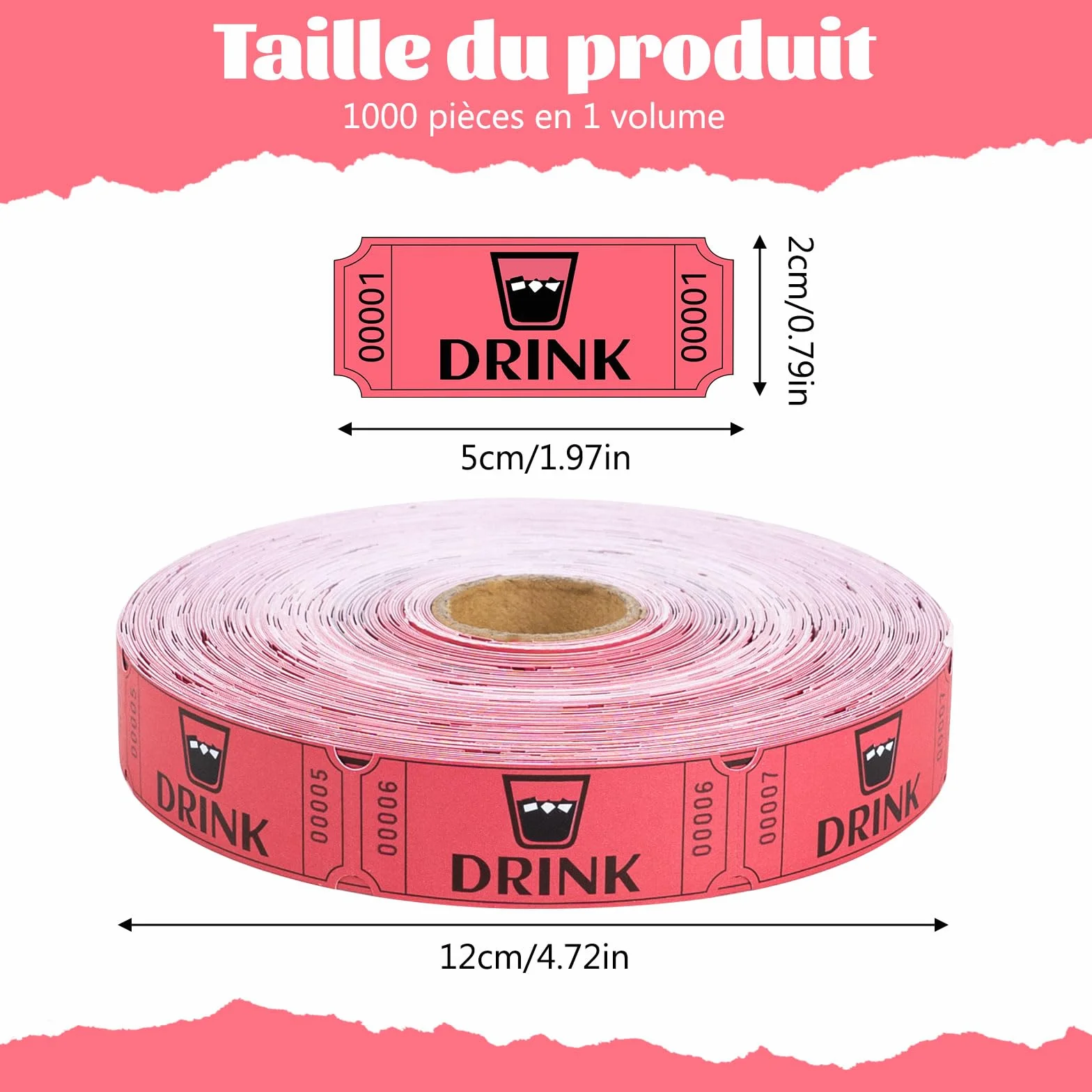 1000 Biglietti per Bevande Rosse | Biglietti Tombola Vincenti Buoni Consumo Gratuito Gettoni