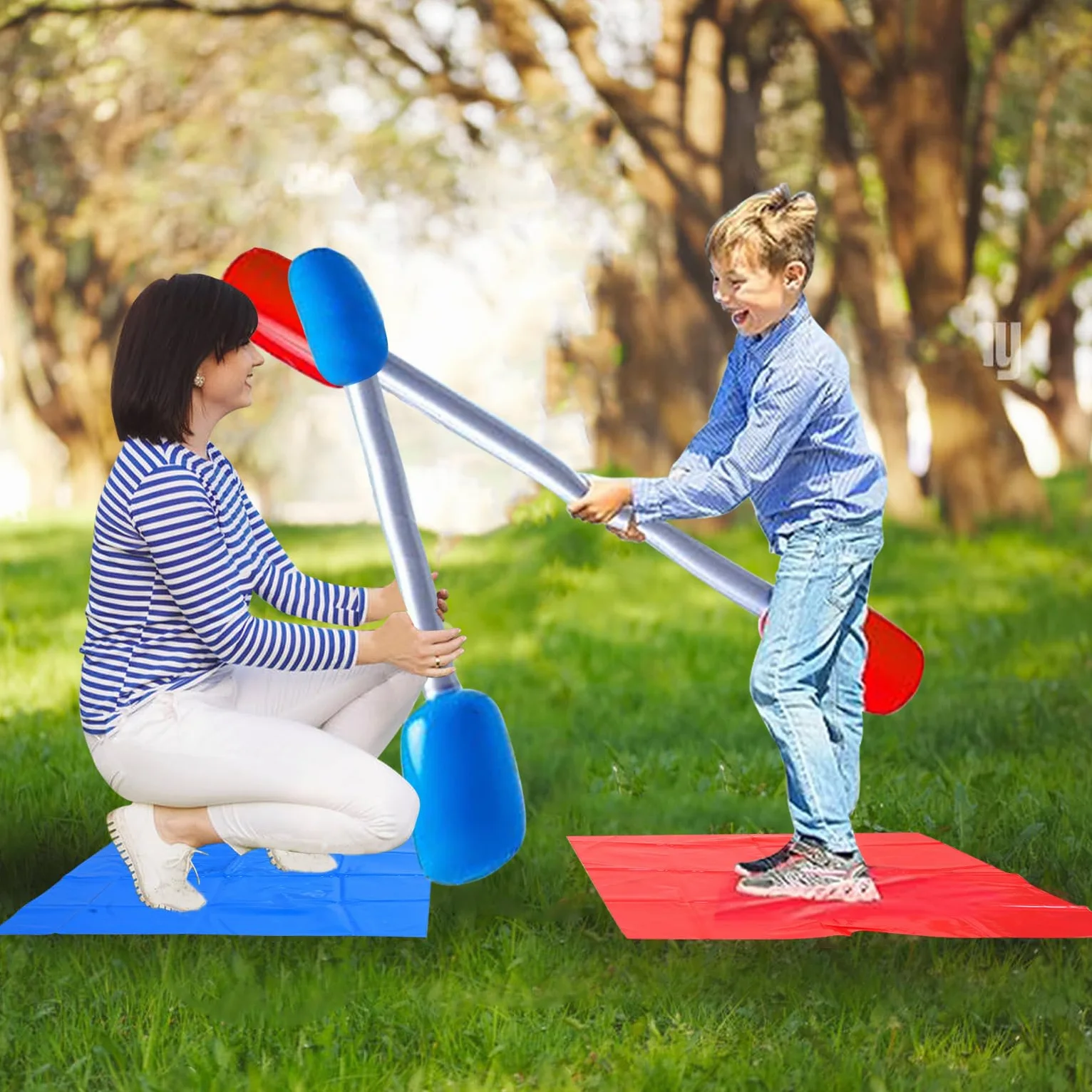Bastone da duello gonfiabile da prato, gioco da gladiatore gonfiabile, adatto per feste, giochi genitori-figli, spiaggia, giardino all'aperto