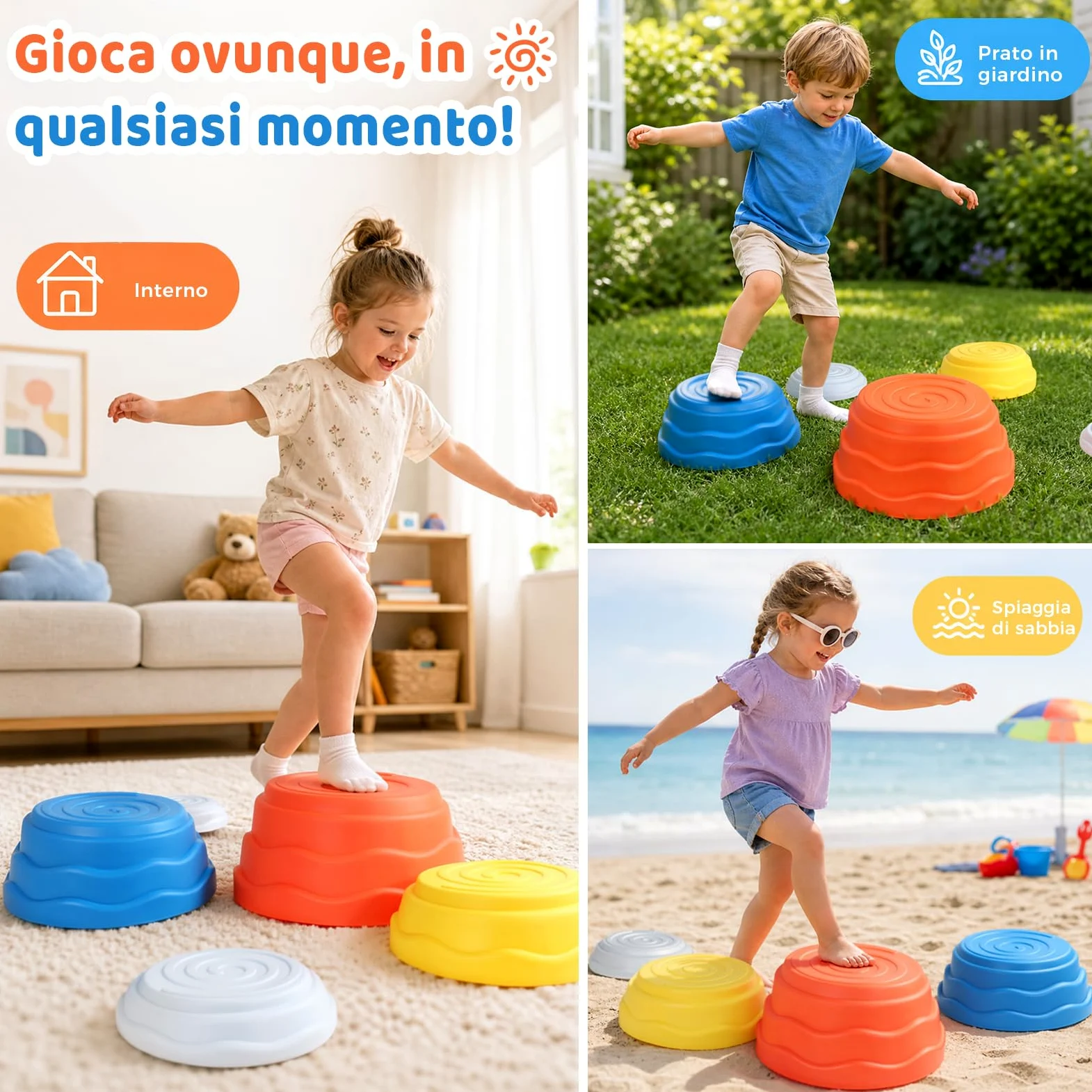 Rtomy Stapelstein, Pietre Equilibrio Bambini, Stepping Stones Giochi da Esterno e Interno, Antiscivolo e Silenzioso, Favorise Equilibrio e Coordinazione, Regalo Bambini 3 4 5 6 Anni
