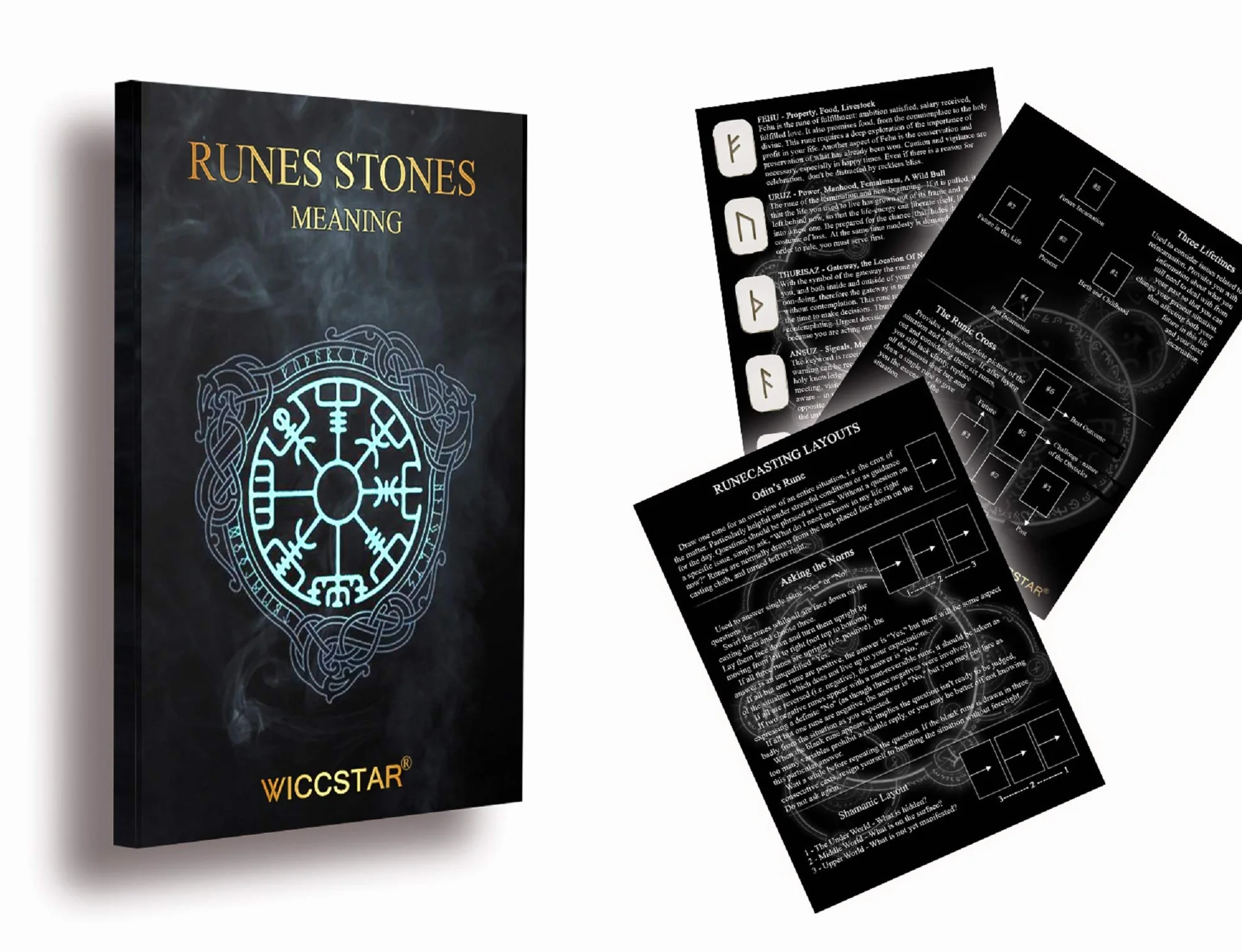 Rune Celtiche Stone Set Borsa con Layout & Pergamena