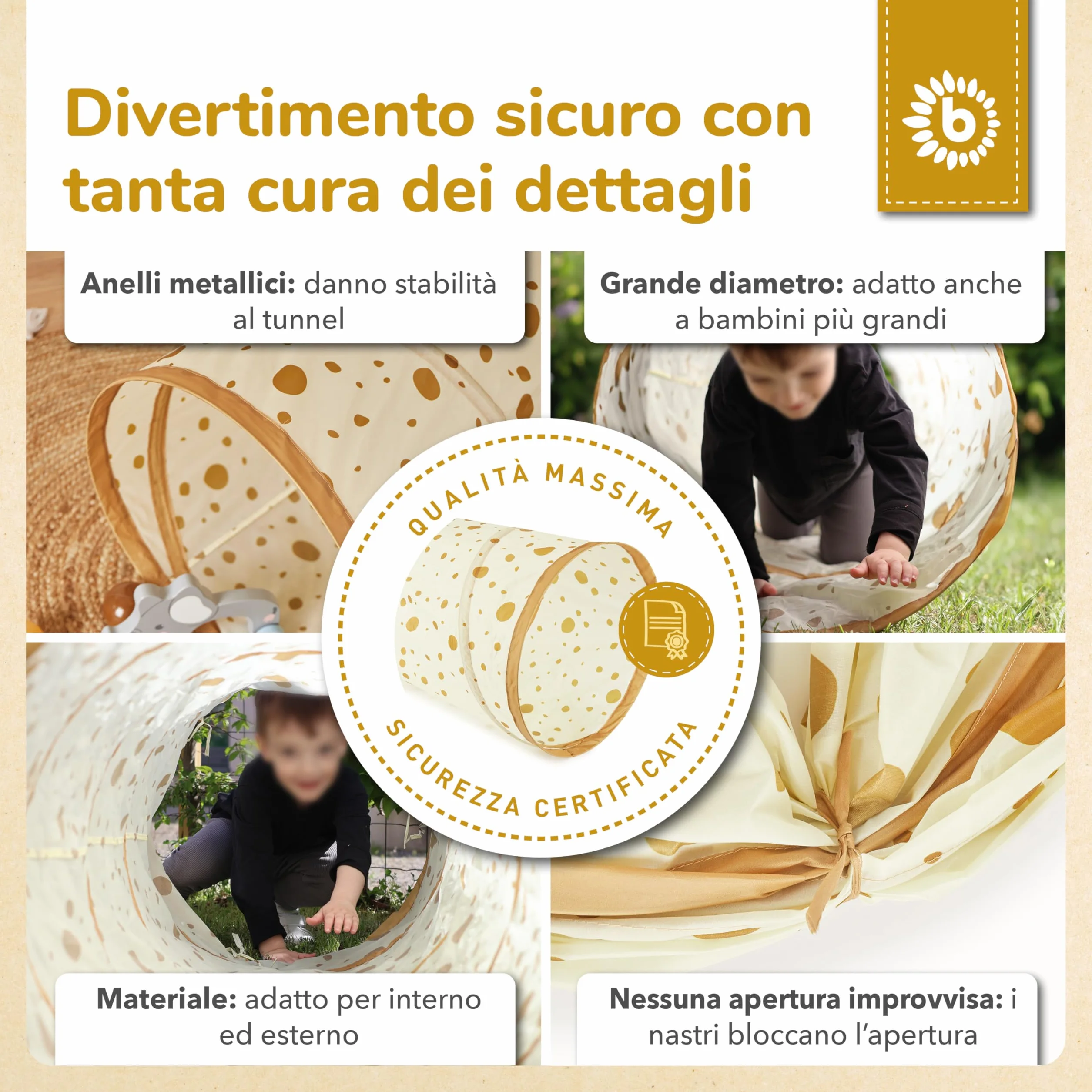 Bieco XXL Tunnel Dots Giochi da Giardino | 180 x 46 cm | Bruco Tunnel da 1 Anno