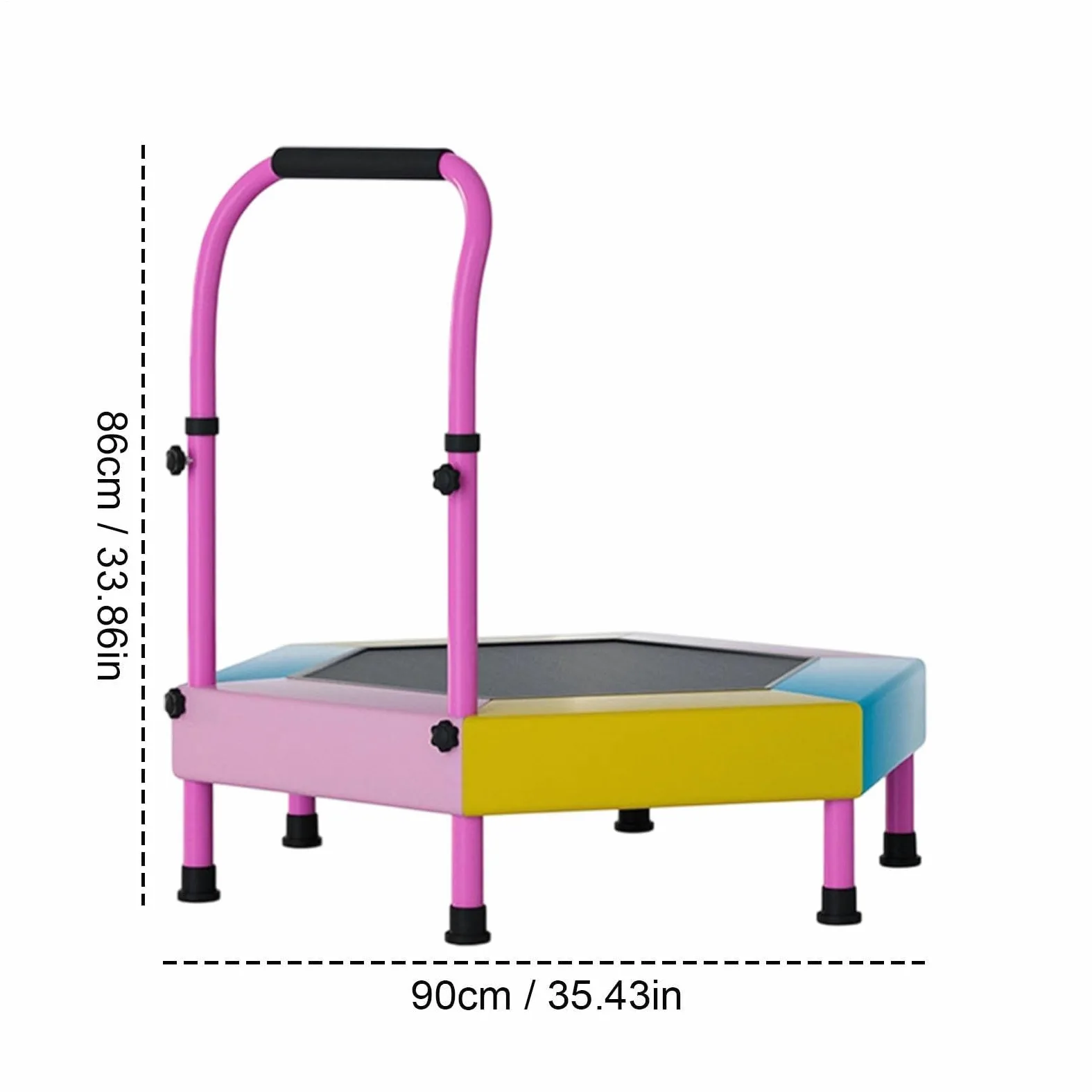 Mini trampolino – Attrezzatura da salto pieghevole da 90 cm | Trampolino ricreativo con manico regolabile, per asilo nido, scuola materna, casa, palestra, parco, parco giochi, prato, cortile, giardino