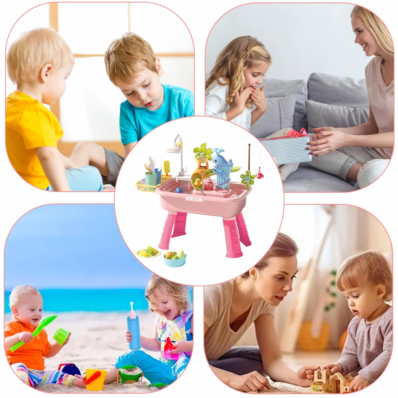 Tavolo Acquatico Esterno Tavolo Sensoriale Acquatico | 4 in 1 con Rubinetto Elettrico Educativo Bambini Casa Giardino Viaggio Asilo Picnic Campeggio Cortile Simbolico