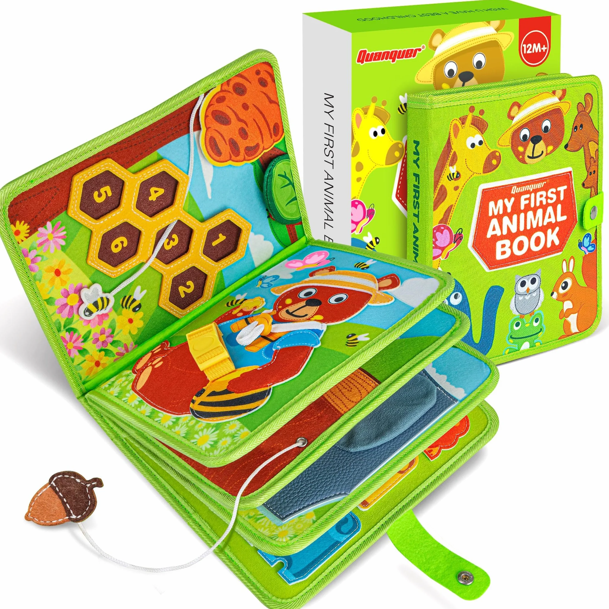 Quanquer Montessori Busy Board Activity Book dla niemowląt 1 2 3 lata