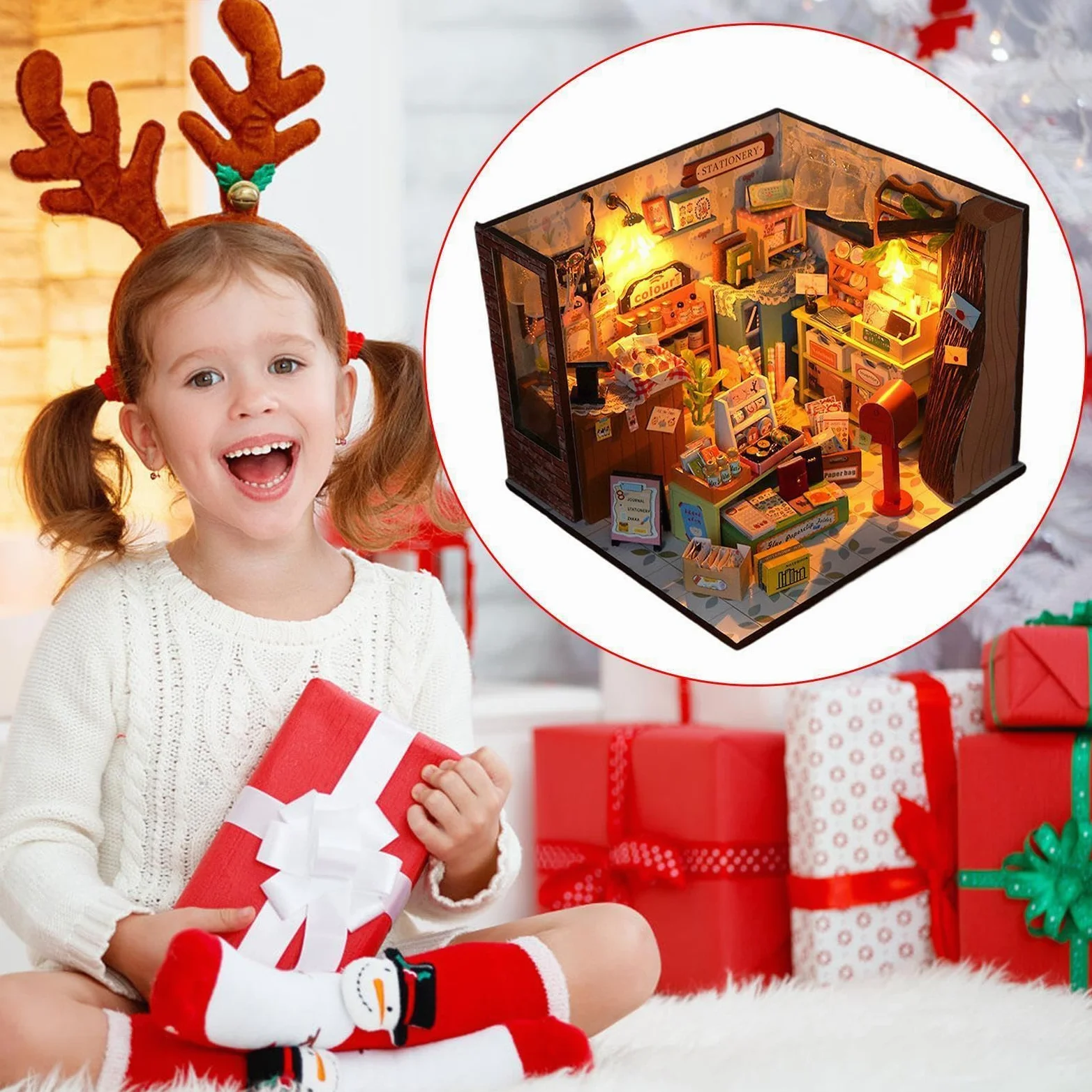 Kit fai da te per una casa in miniatura Giocattolo Di Costruzione Modellino | Mini Kit Casa Per la decorazione di scrivania, dormitorio, appartamento, libreria, soggiorno e abitazione.