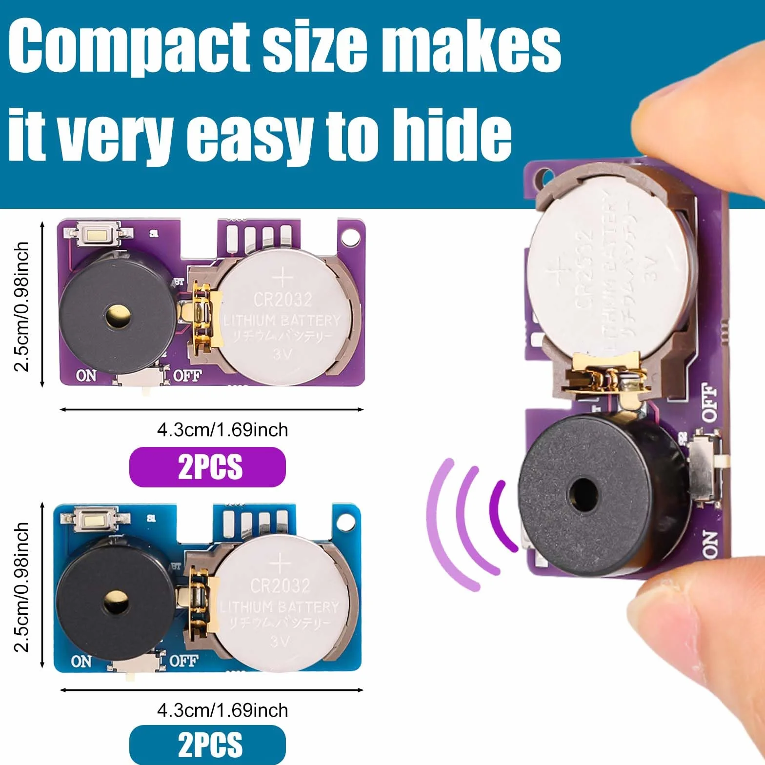 4pz Grillo Che Fa Rumore, Divertenti Gadget per Scherzi Che Fanno Rumore con 16 Suoni Piccolo Dispositivo per Scherzi Acustici per Casa Feste (Viola e Blu)