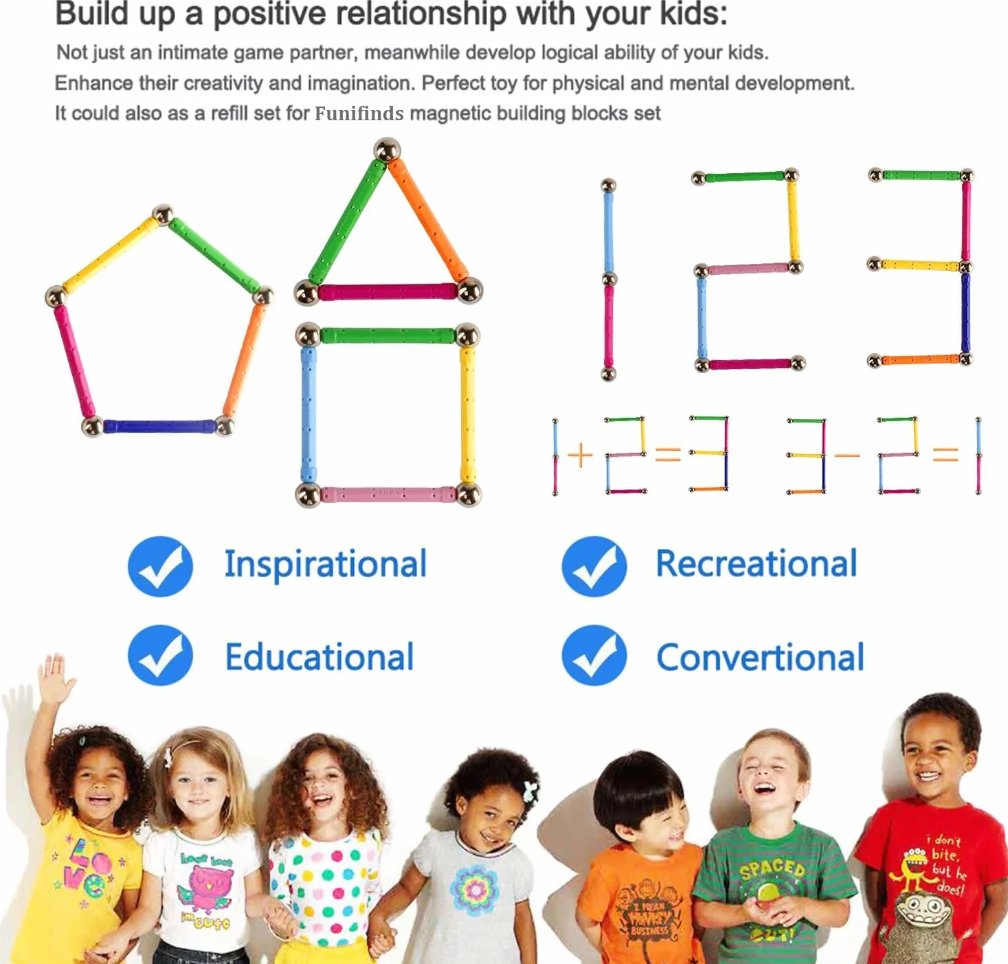 Puzzle blocchi magnetici 220 pezzi kit costruzione educativi per bambini gioco impilabile mattoni e bastoncini