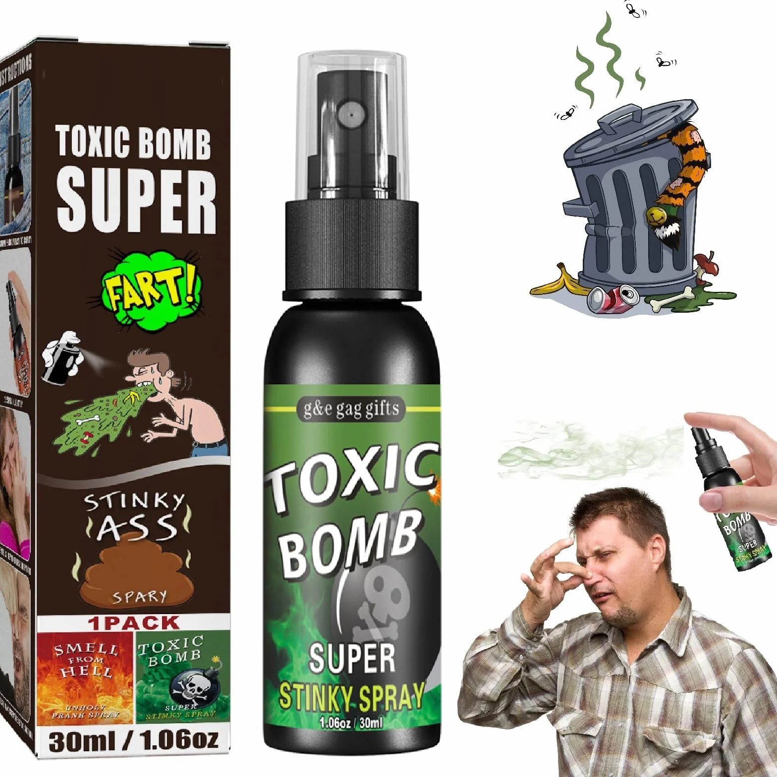 Puzzolenti Scherzo Scoreggia,Spray Scoreggia Puzzolente,Spray Scoreggia per Scherzi,Cattivo Odore di Scherzo,Scoreggia Odore Spray,Spray di Scoreggia,Spray Scherzo Puzza per Riunione Halloween,30ML