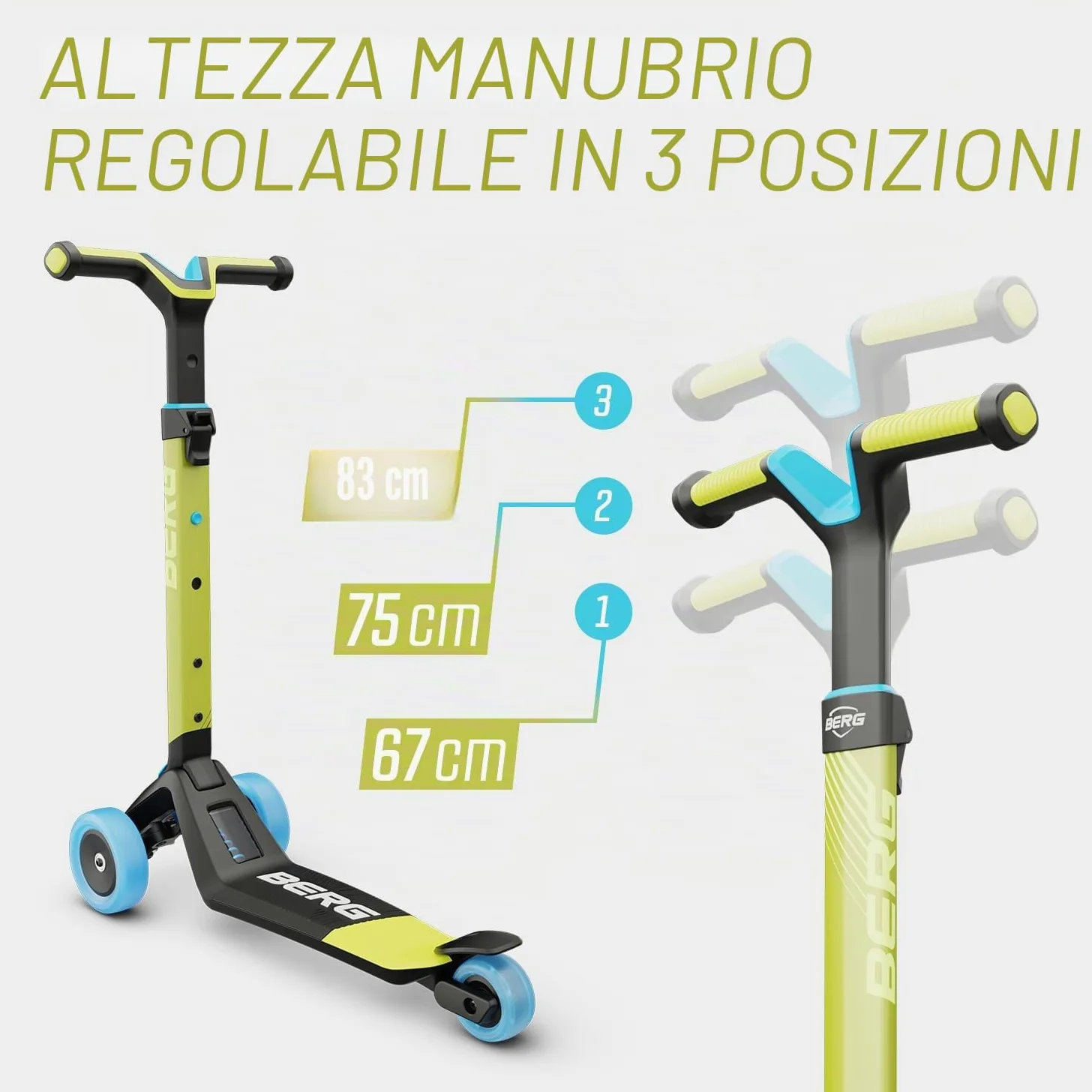 BERG Nexo - Monopattino pieghevole, colore: Lime
