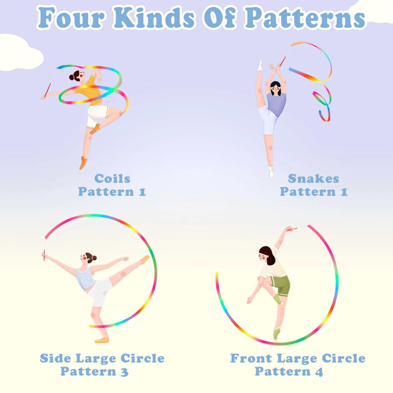 Nastri Colorati da Ginnastica con Asta Rotante per talenti Show, Bacchetta da Ballo per Bambini, Fascia Arcobaleno Ideale per Ragazze per Feste di Compleanno per (Multicolor-1)