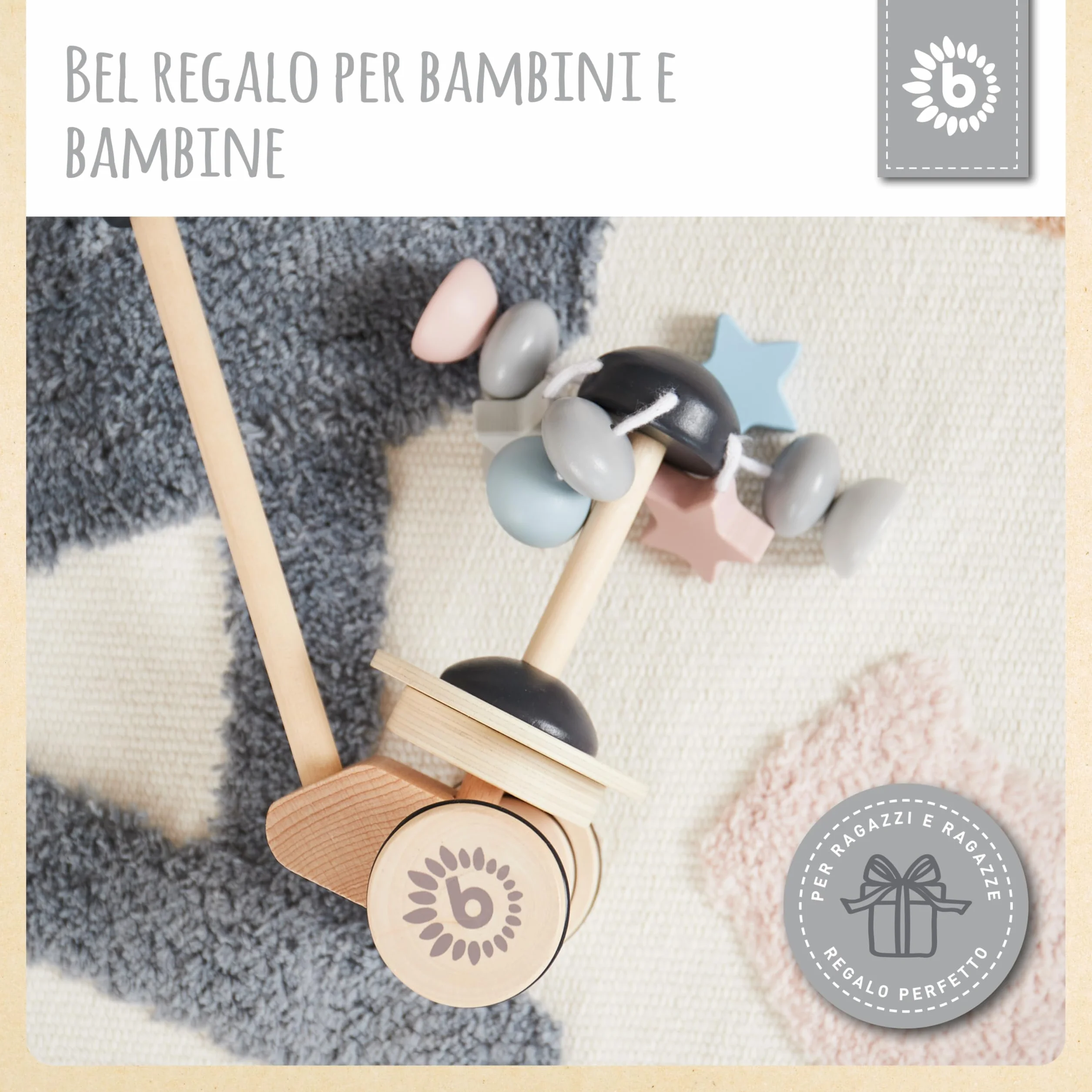 Bieco | gioco trainabile per bambini | ruota in legno | giocattoli trainabili | primi passi con ruote