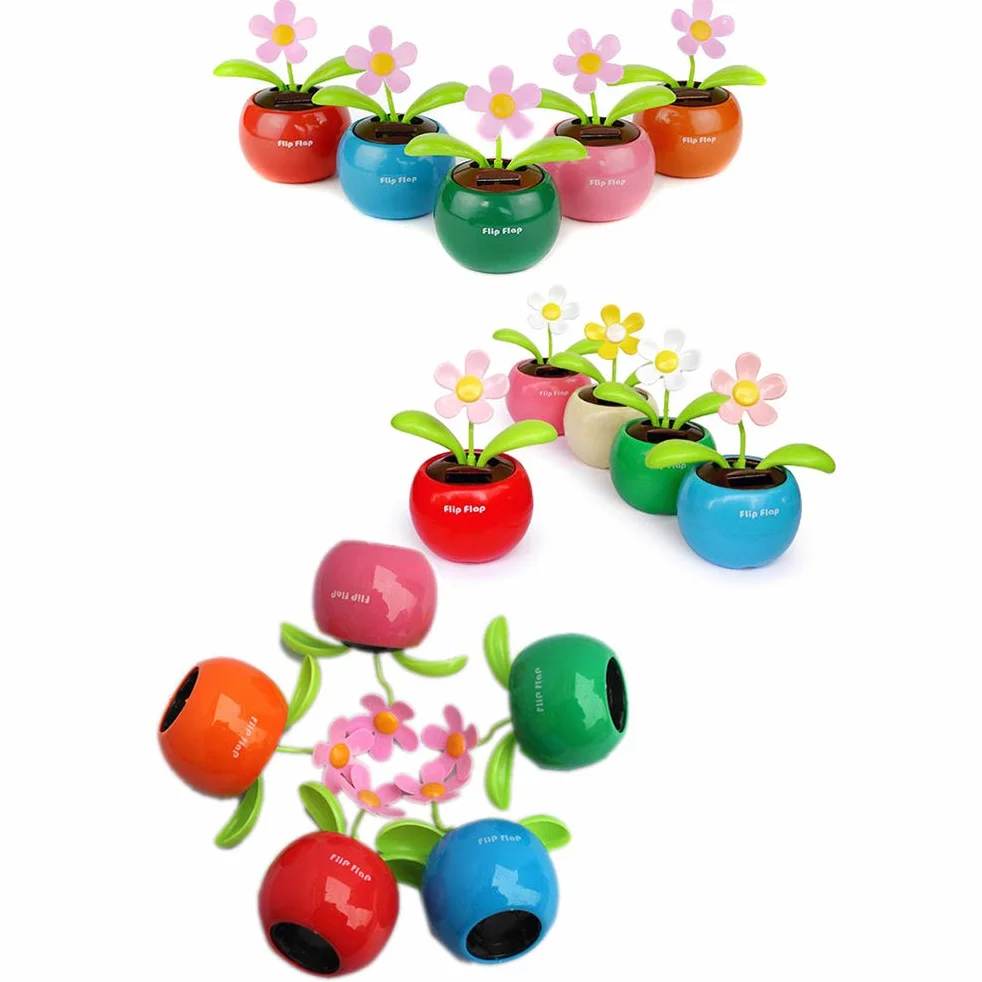Fiori danzanti a energia solare 4 pezzi, decorazione da scrivania in plastica
