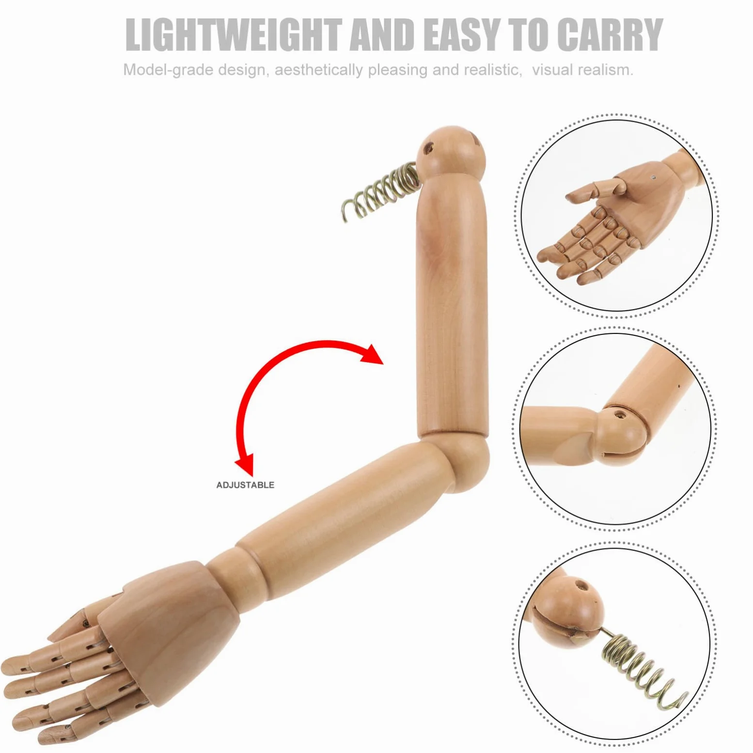 Coppia di Bracci Articolati di Manichino in Legno con Giunti Flessibili, Facile Installazione, Aspetto Realistico e Naturale per Scenari di Gioco di Ruolo e Progetti Artistici