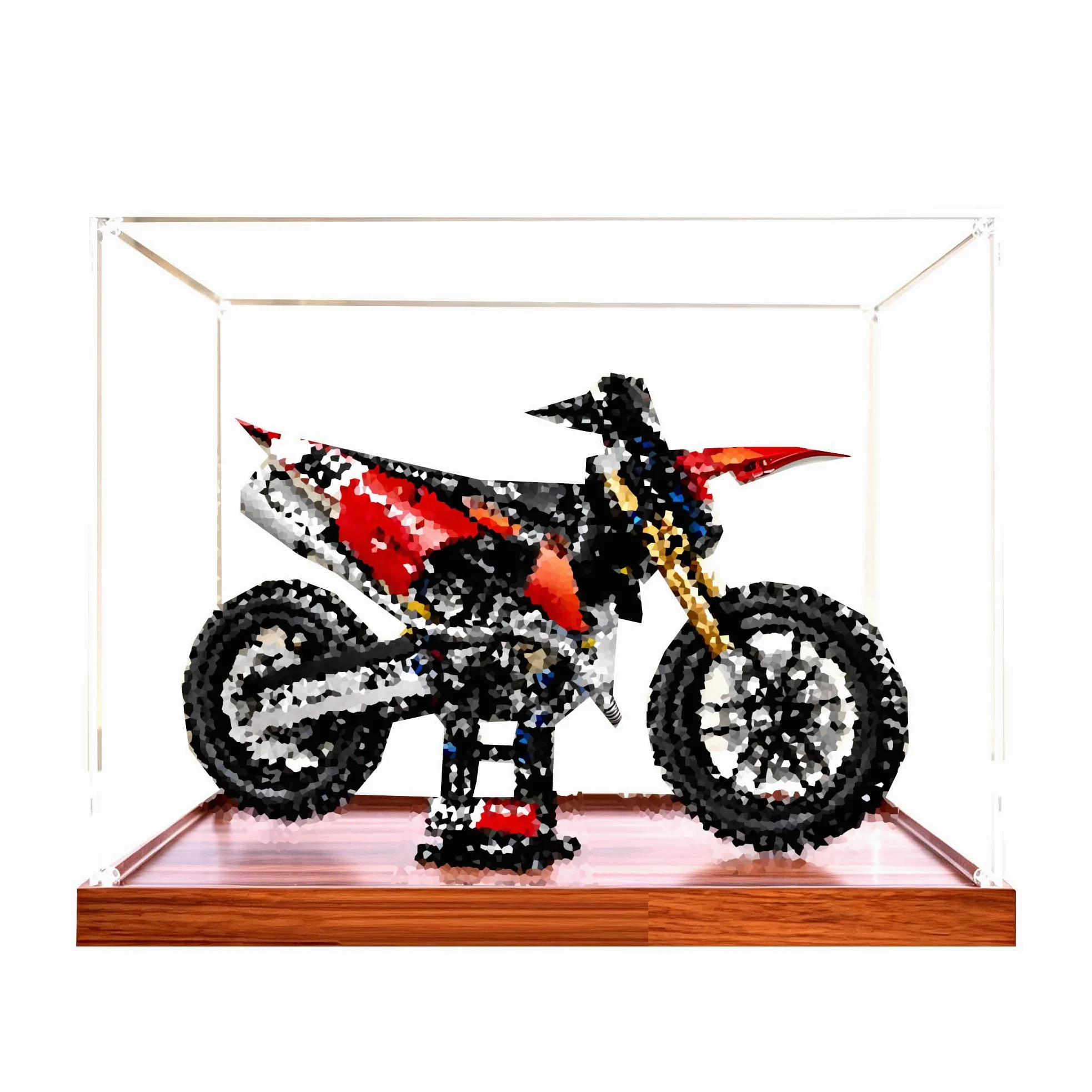 Vetrina acrilica per Le-go 42238 moto set (legno 2 mm) | Scatola da vetrina antipolvere, per riporre la casa, compatibile con moto 42238 (solo scatola)