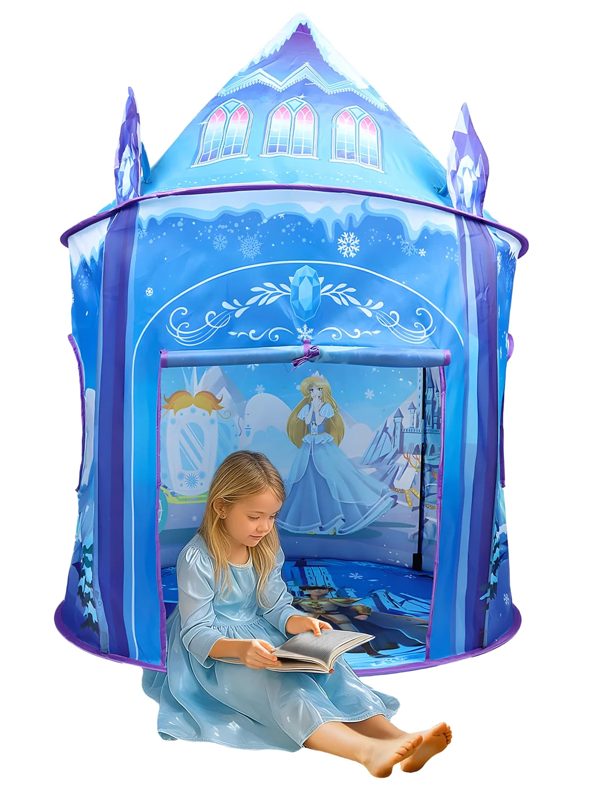 Tenda da gioco per ragazze Principessa Castello di ghiaccio Gioco di fantasia immaginativo Tenda pop-up bambini Gioco da ruolo Casa di gioca Interno Esterno Giocattolo regalo per Festa di compleanno
