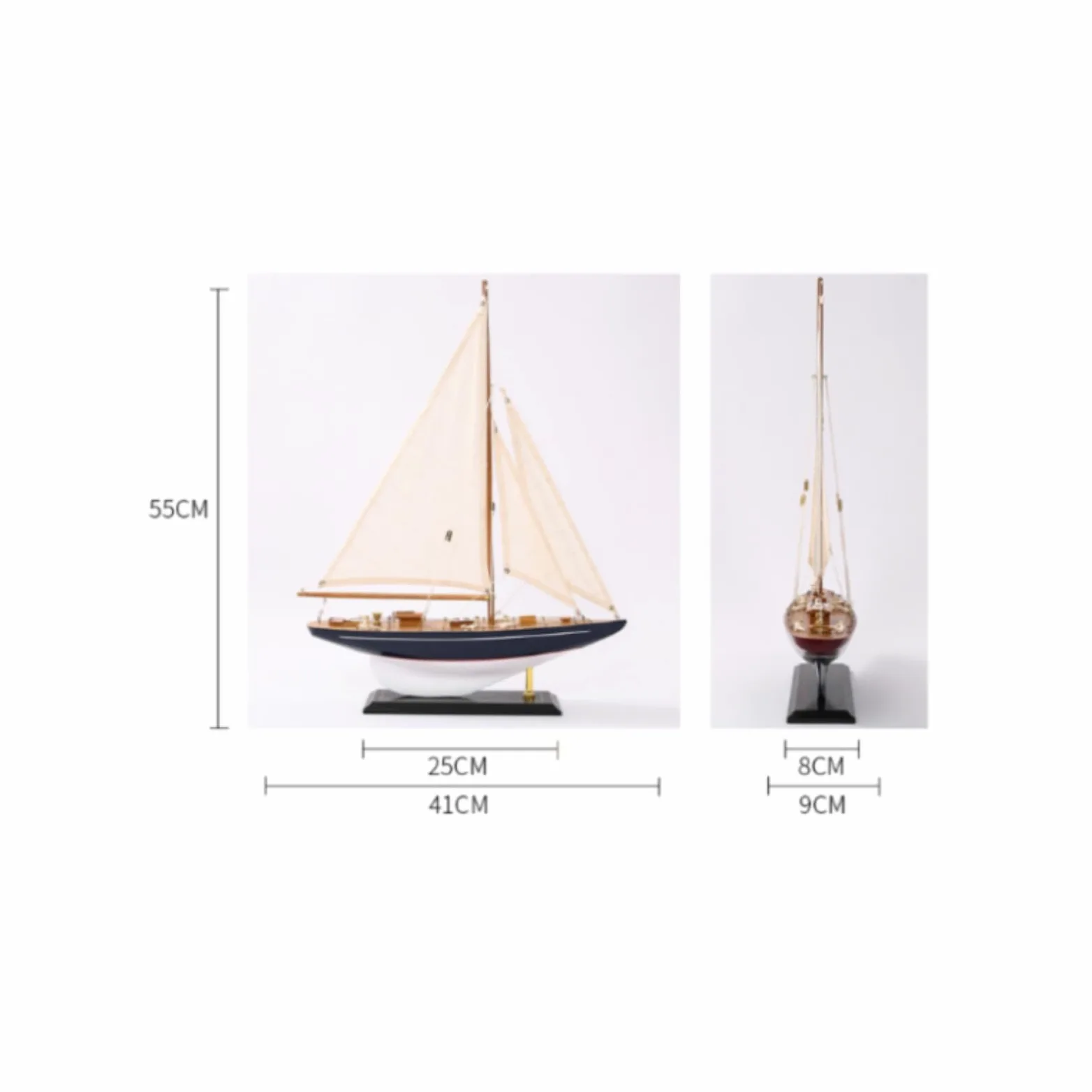 Modello di Barca a Vela Nautico Barca a Vela da Appoggio Soprammobile per Scrivania