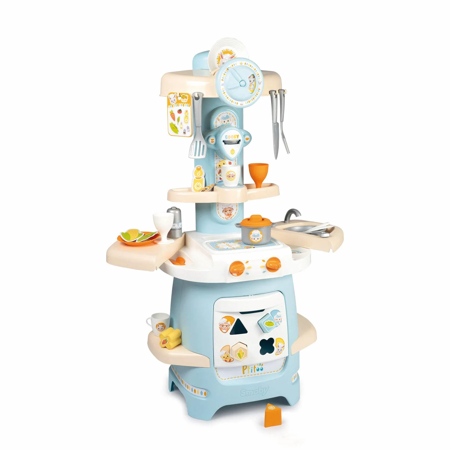 Smoby - Cucina per Bambini Ptitoo con Forme a Incastro e Suono, 22 Accessori, Ottimo per la Prima età, per Bambini a Partire da 18 Mesi