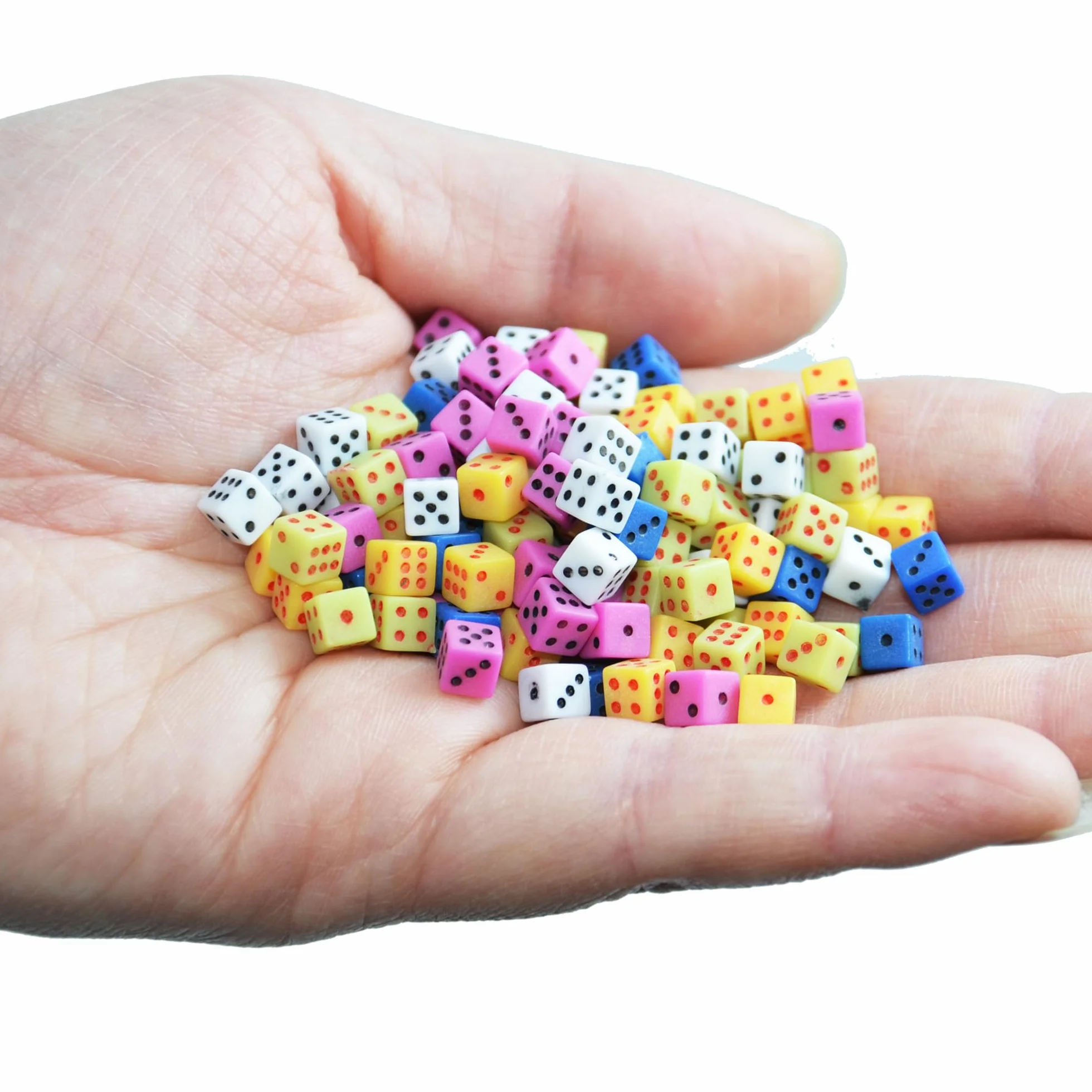 Smartdealspro 100 mini dadi quadrati assortiti D6 per attività a tema casinò, giochi da tavolo, insegnamento matematica, feste (5mm)