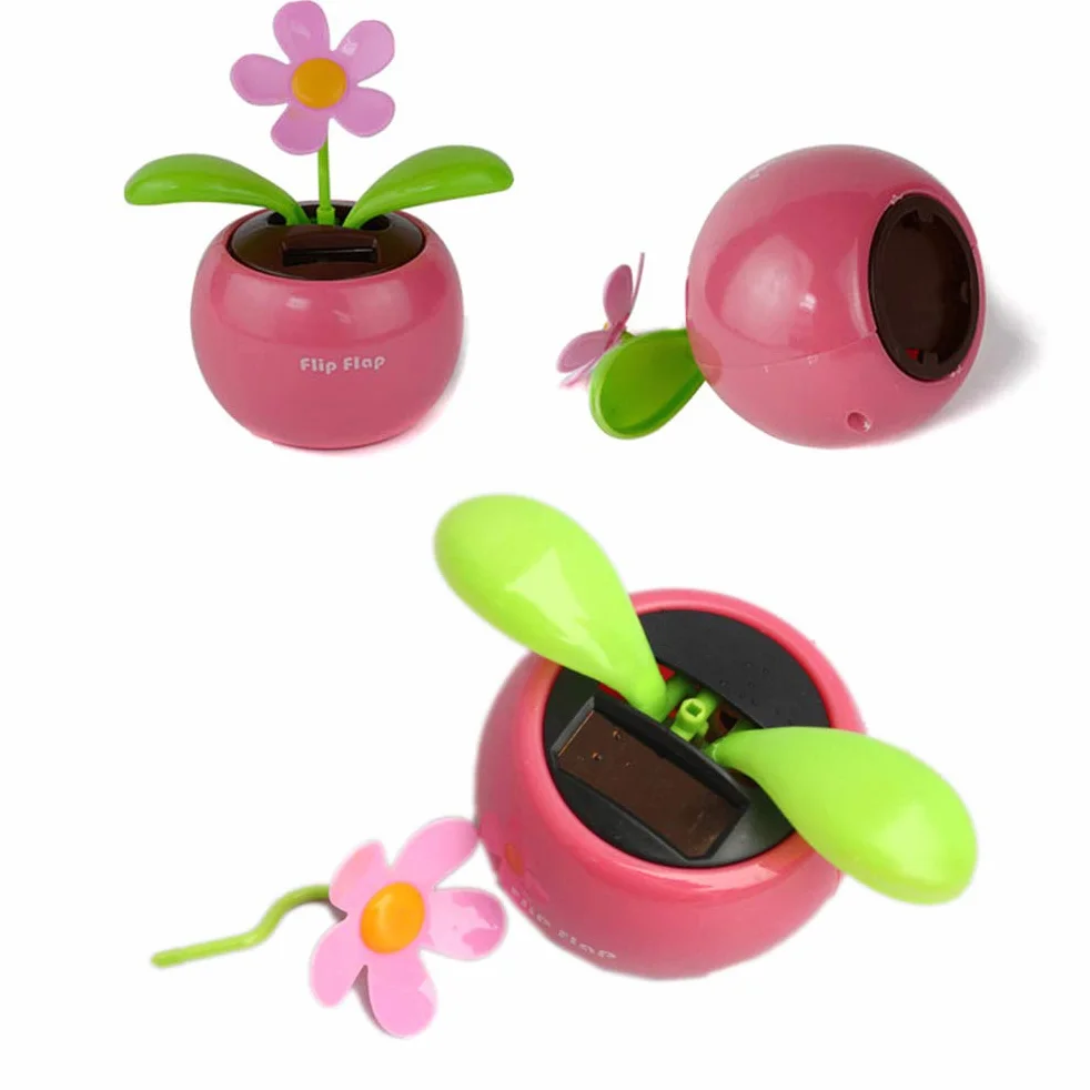 Fiori danzanti a energia solare 4 pezzi, decorazione da scrivania in plastica