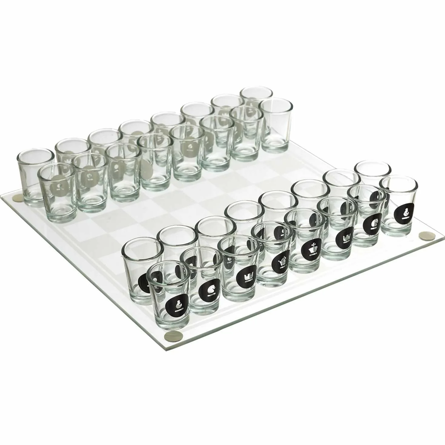 Mister Gadget, MG3519, Gioco di Scacchi da Bere in Vetro, Gioco di Scacchi da Bere in Vetro, Colori: Bianco e Nero, Perfetto per Serate e Regali Divertenti