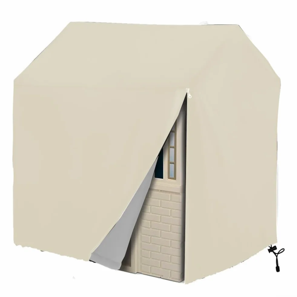 Copertura resistente per casetta dei giochi Oxford 210d, impermeabile, antivento, protezione per la casa dei bambini, in legno, con coulisse, 127 x 115 x 140 cm (bianco, 127 x 115 x 140 cm)