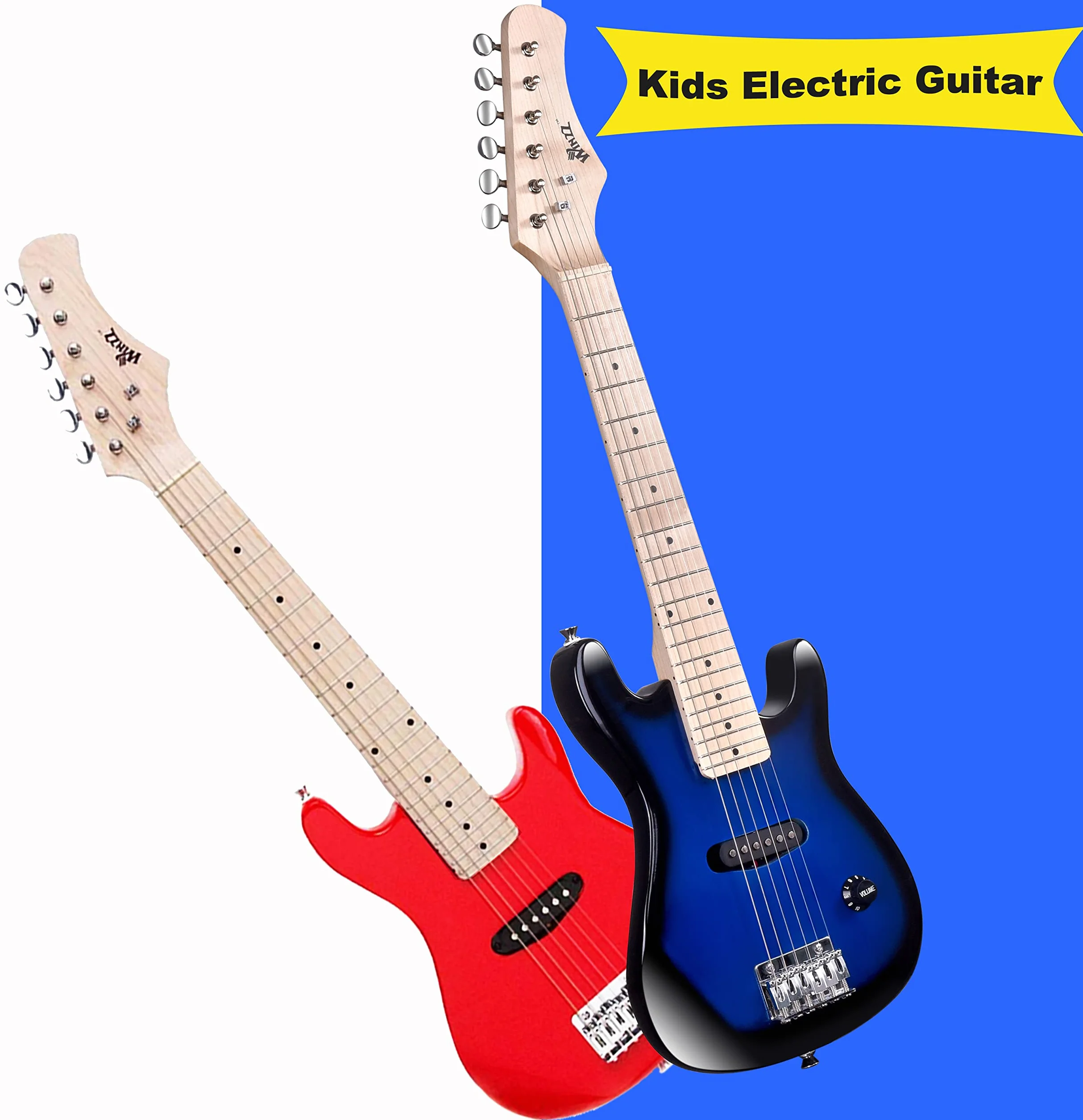 Winzz 30 Pollici Mini Chitarra Elettrica Bambini Tastiera in Acero con Amplificatore Rosso