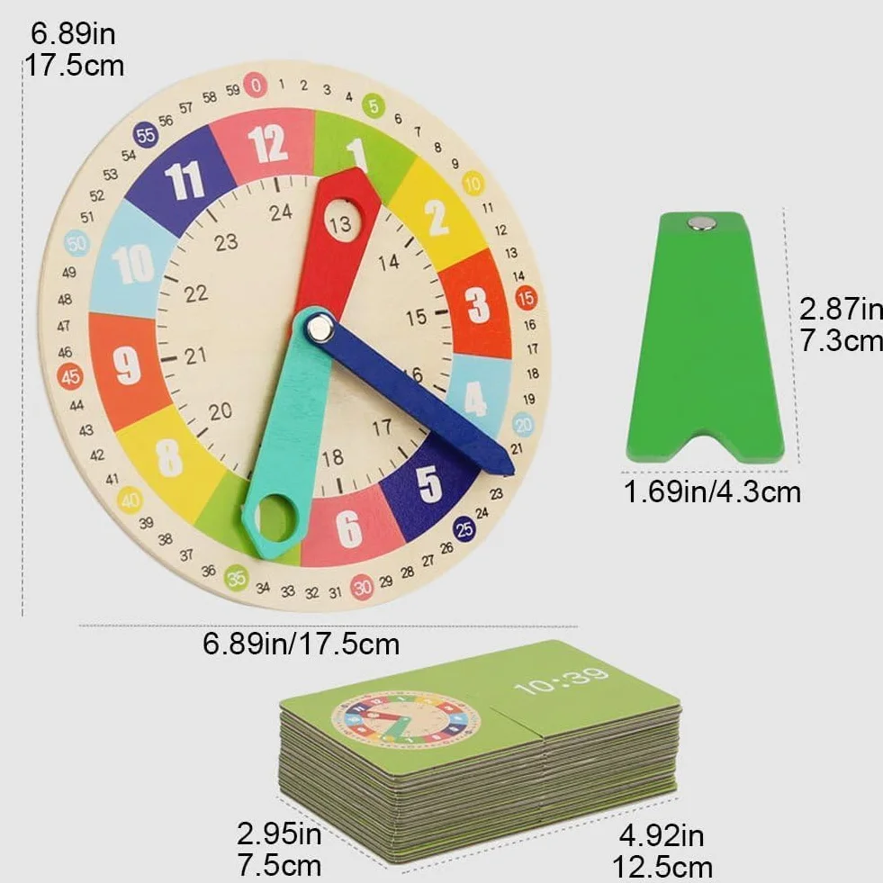 Orologio Didattico per Bambini, Orologio Educativo per Studenti, Montessori Giocattoli per Bambini, Orologio Giocattolo didattico, Orologio Didattico per Leggere l'Ora, Dell'orologio per 1-3 Anni