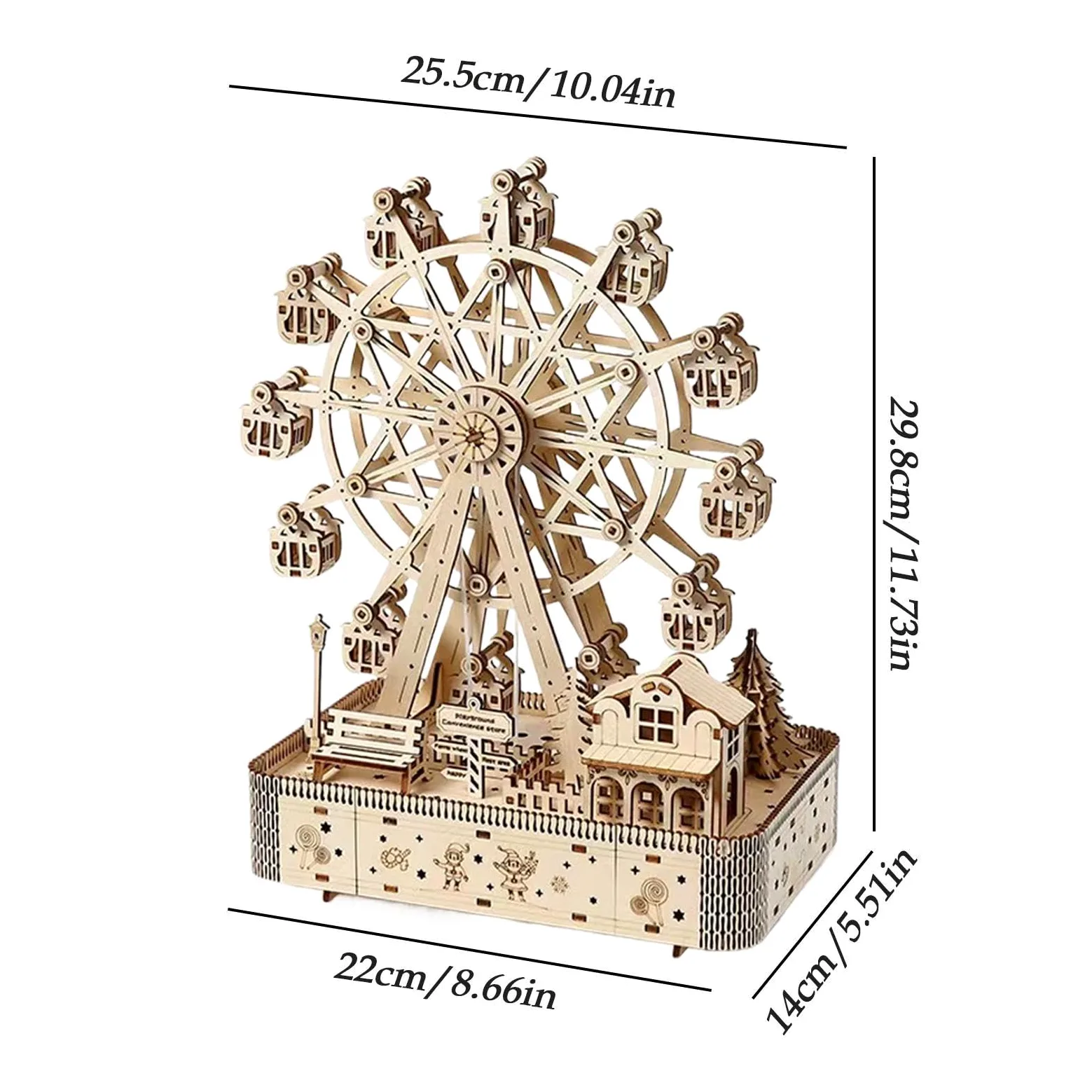 Puzzle 3D In Legno Per Adulti Artigianato Della Ruota Panoramica | 183 Pezzi con LED e Musica Kit di Costruzione in Legno Per Sollievo Dallo Stress Hobby Natale Uomini Donne Adolescenti