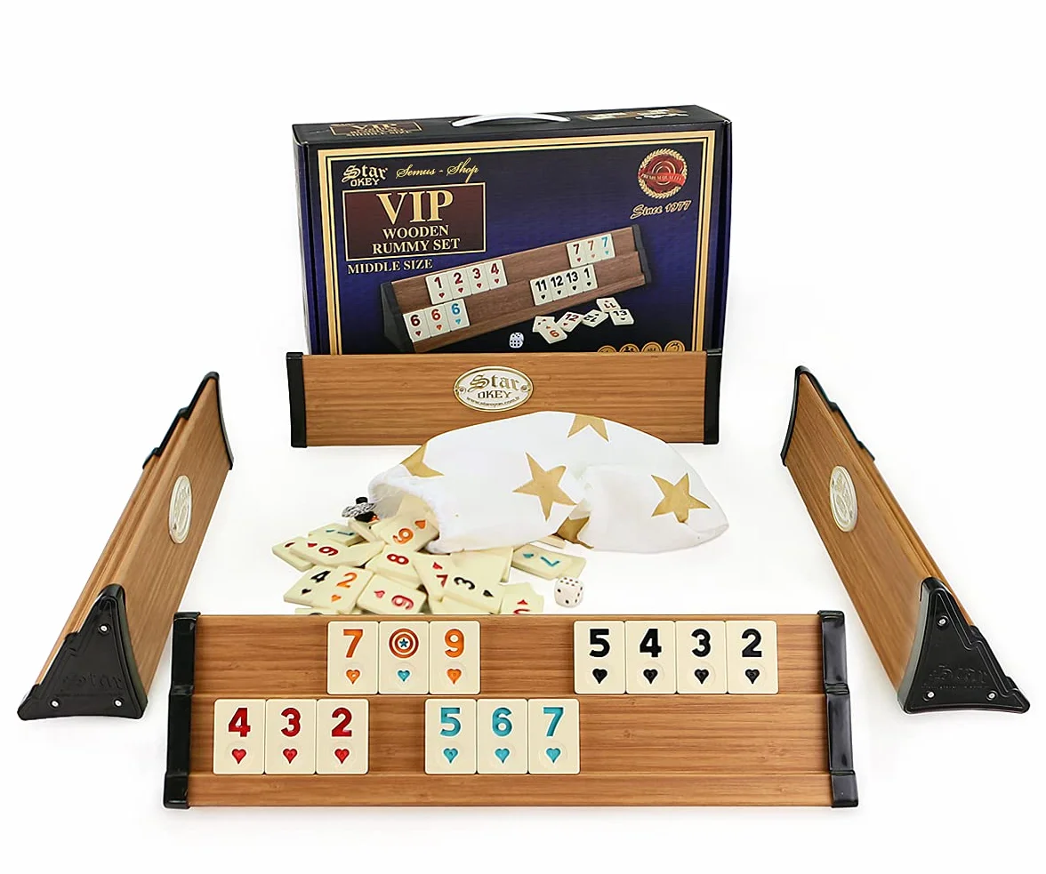 Set compatto Rummy / VIP Ahsap Okey SETI con pietre in melamina Orta Boy