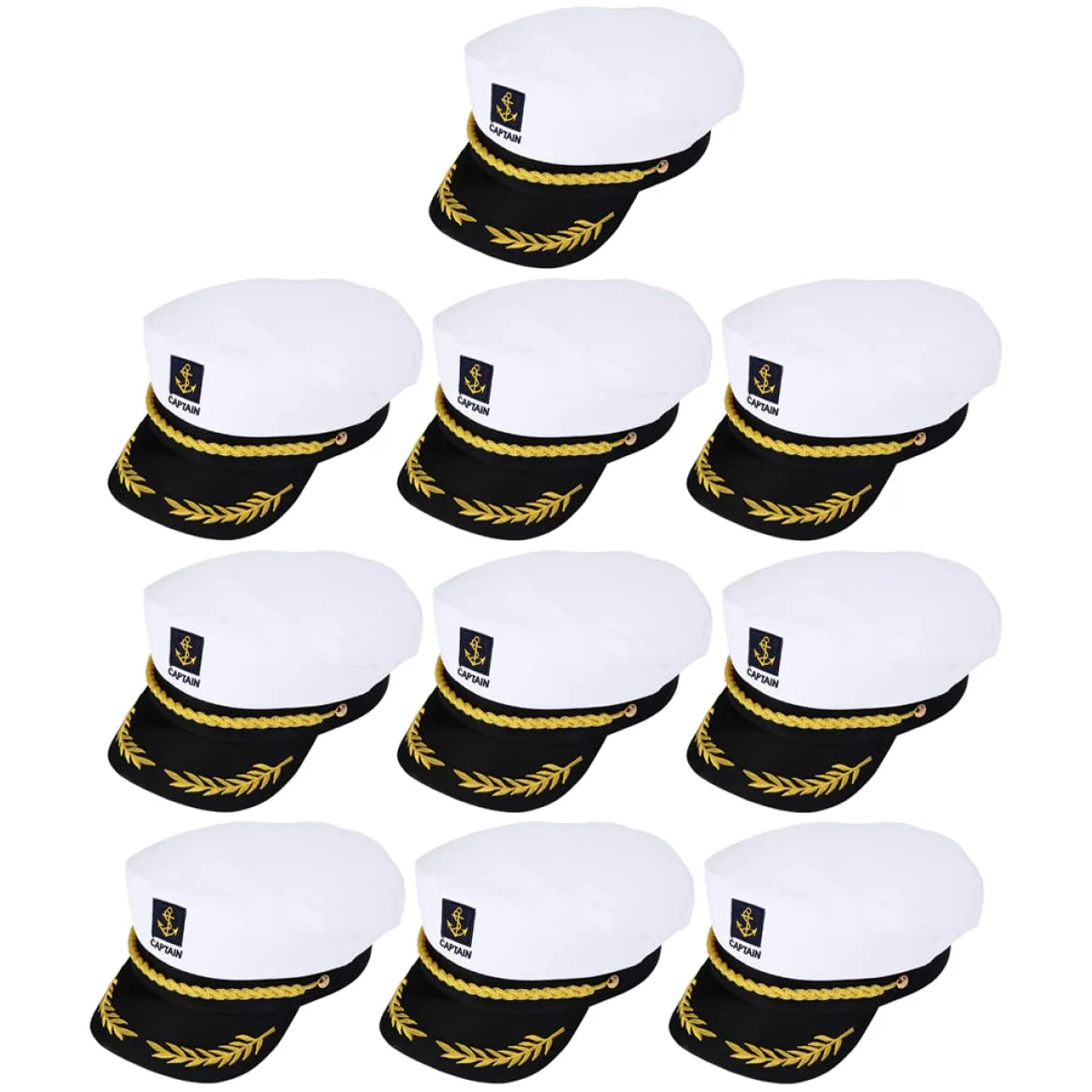 Abaodam 20 Pezzi Cappelli da Capitano Ricamati di Colore Chiaro per Cosplay e Festa a Tema Nautico, Cappello da Marinaio per Esterni e Decorazioni, Accessori Costume per Party e Eventi