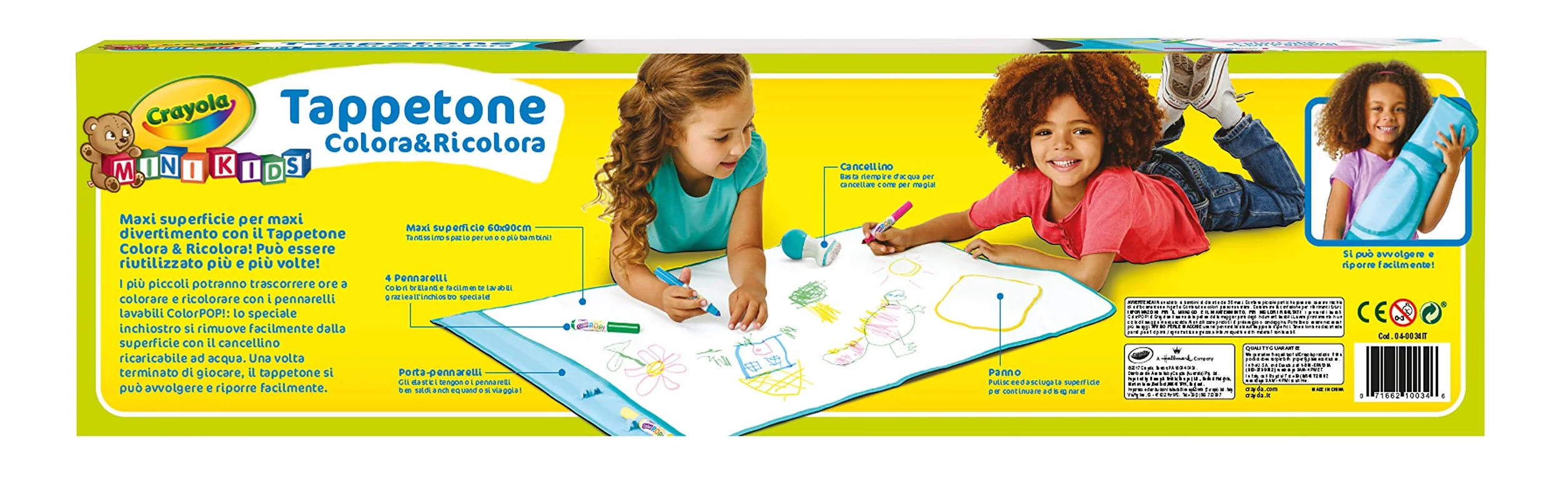 CRAYOLA 04-0034 Colora e Ricolora - Tappetone, Maxi superficie riutilizzabile per disegnare e colorare, per bambini a partire dai 36 mesi, 3 anni, trasportabile, pratico