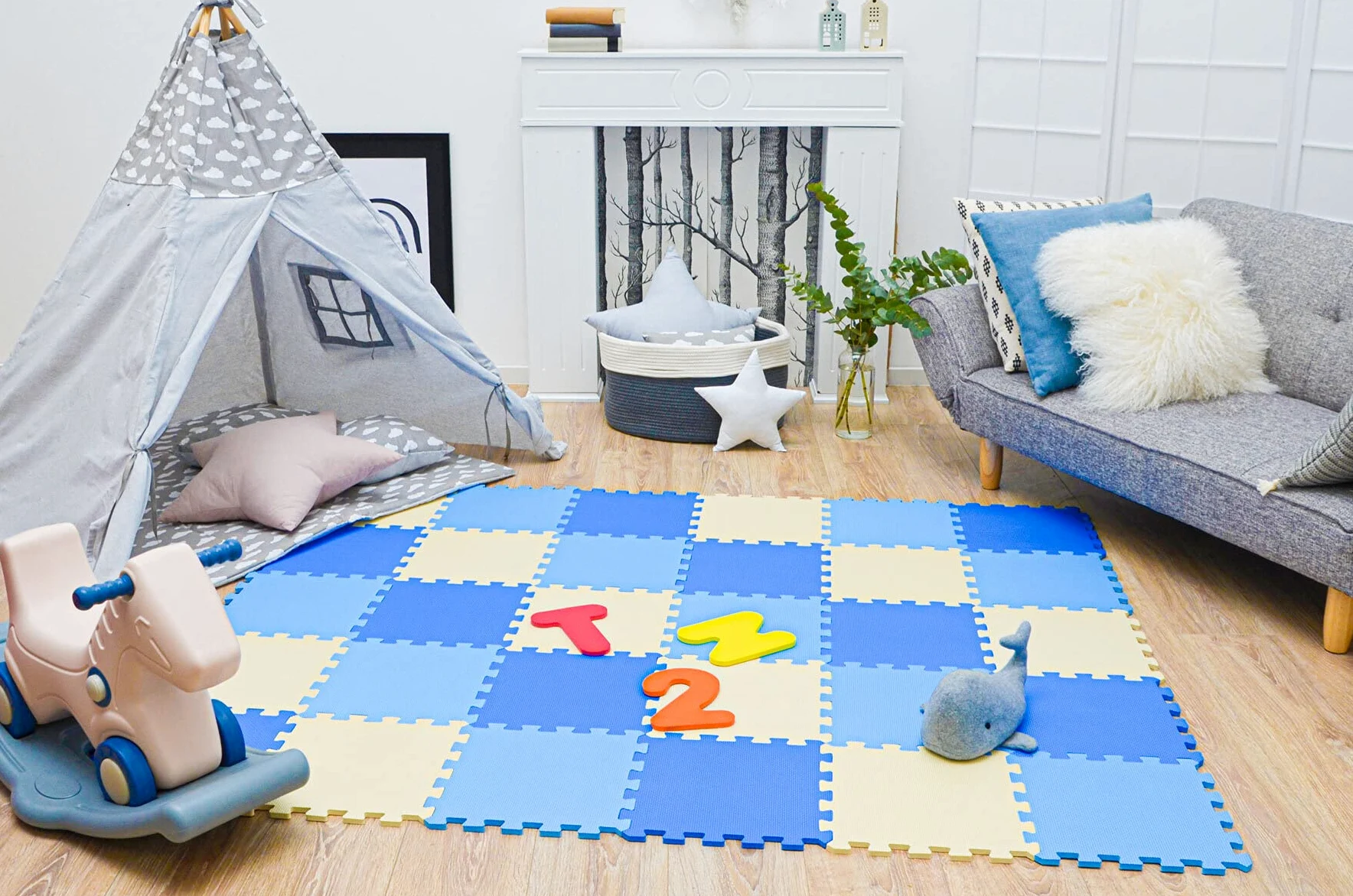 LittleTom 27 Pezzi Tappetino Puzzle per Bambini - 30x30 Tappeto Neonato Tatami da Gioco Schiuma EVA