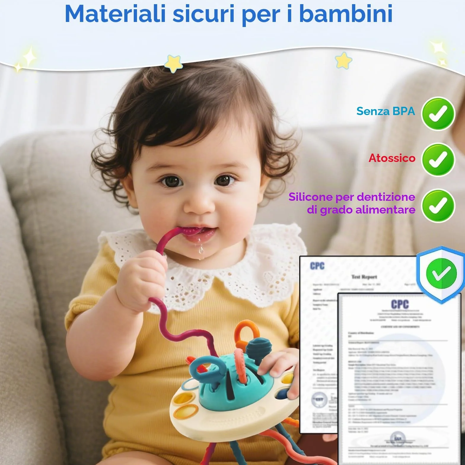 Giochi per Bambini 1 Anno, Giocattoli Sensoriali Montessori per Bambini dai 12 ai 18 Mesi+ Gioco da Tirare UFO Giocattoli Didattici per Lo Sviluppo delle capacità Motorie Fini