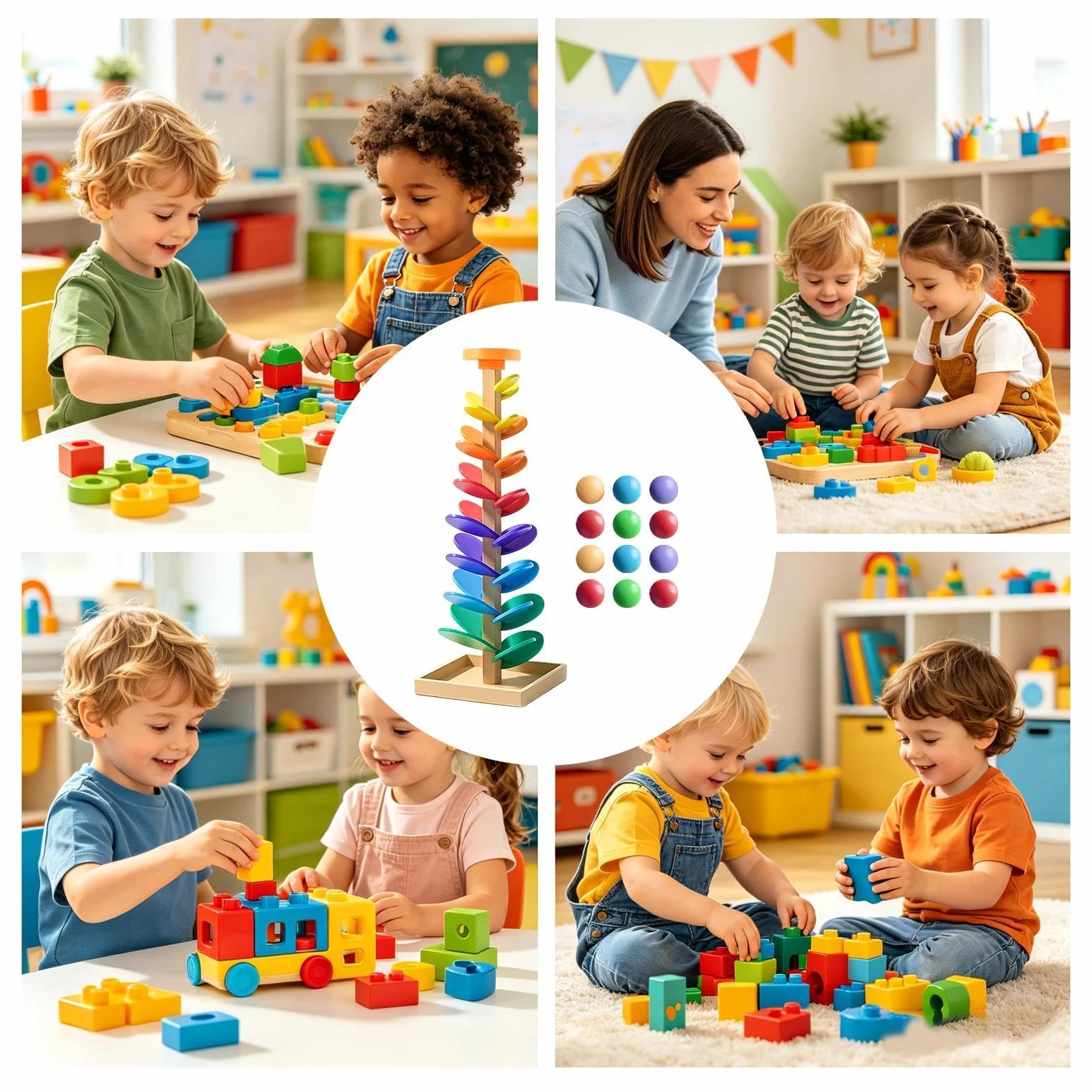 Pista di Biglie Giocattoli Educativi Interattivi In Legno | Giochi Per Bambini Di Apprendimento Dei Colori Con Percorso Per Palline Per Bambini e Bambine Casa Classe Asilo Viaggio e