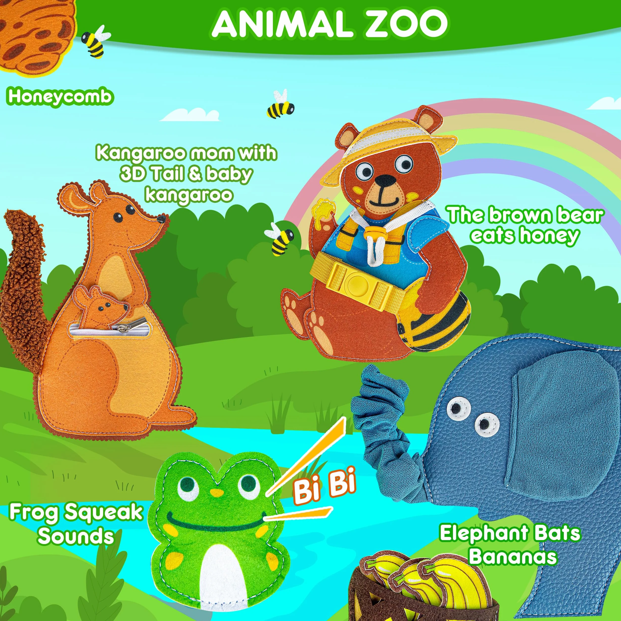 Quanquer Montessori Busy Board Activity Book dla niemowląt 1 2 3 lata