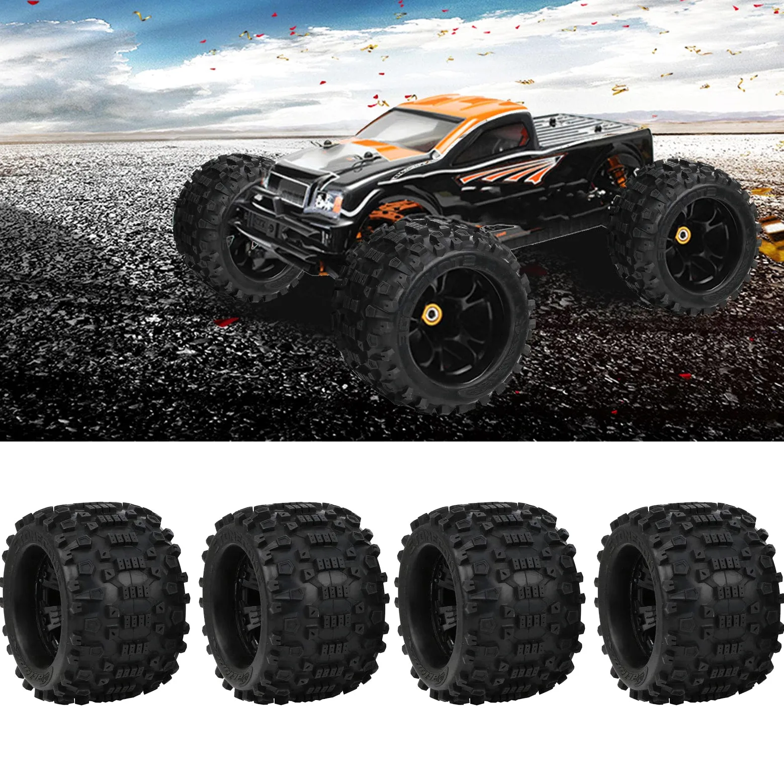 Accessorio per Ruote e Pneumatici RC da 4 Pezzi per Auto da Corsa con Piede Grande 1/8 170x103mm