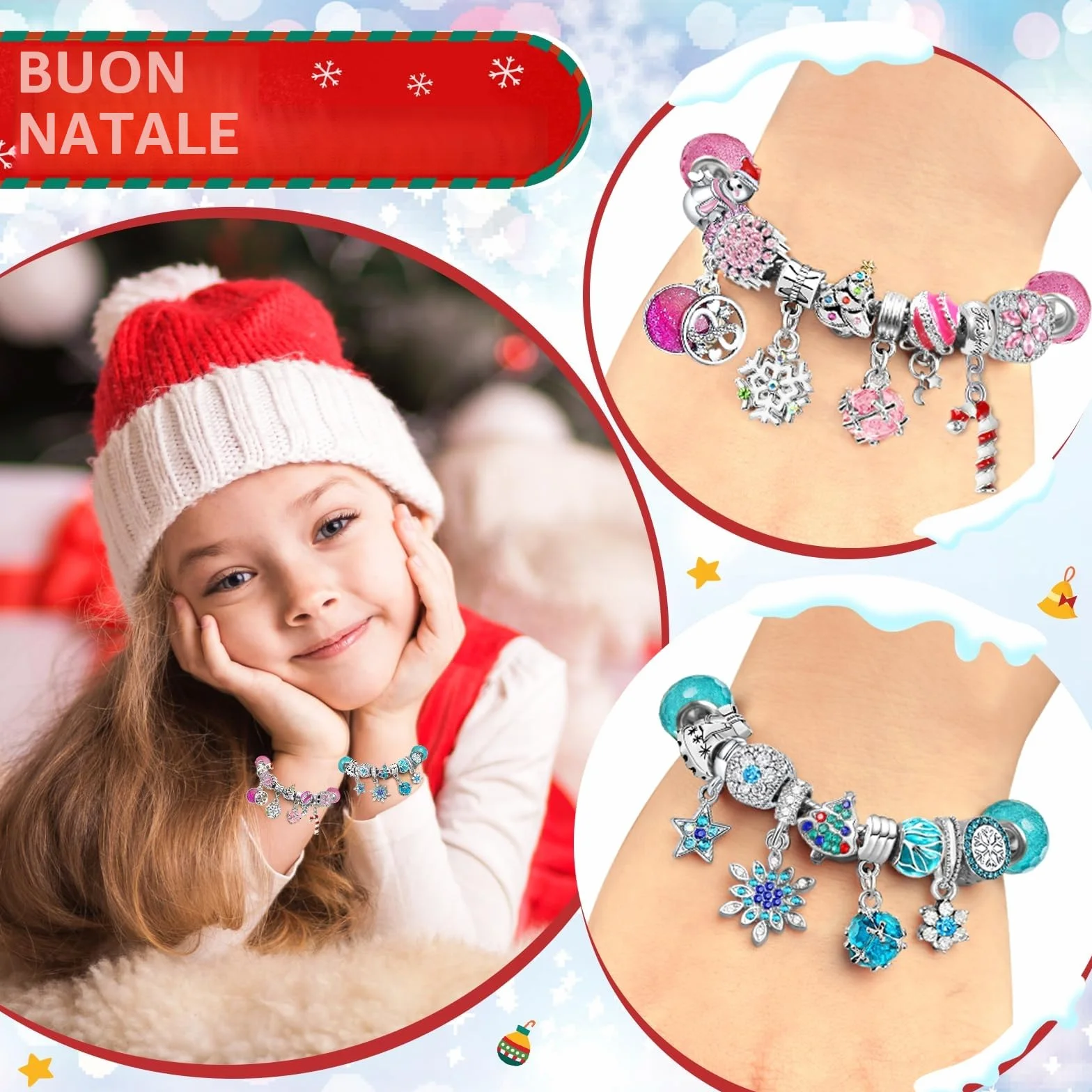 Calendario Dell'Avvento Gioielli 2025 Ragazza Bracciale Kit, Donna Calendario Avvento Regali a Sorpresa, Natalizi Natale Conto Alla Rovescia 24 Charm Accessori diy Ciondoli