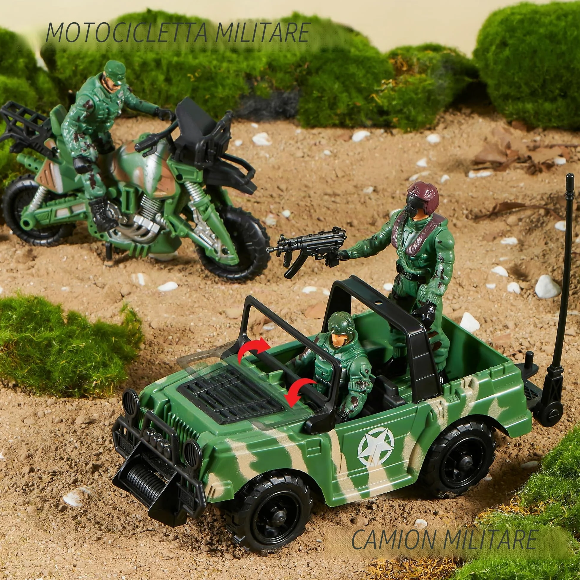 JOYIN 10-in-1 Jumbo Giocattolo Elicottero da Trasporto Militare Set Compreso Elicottero con Luci e Suoni Realistici, Camion Militare, Barca Kayak, Moto, Action Figure